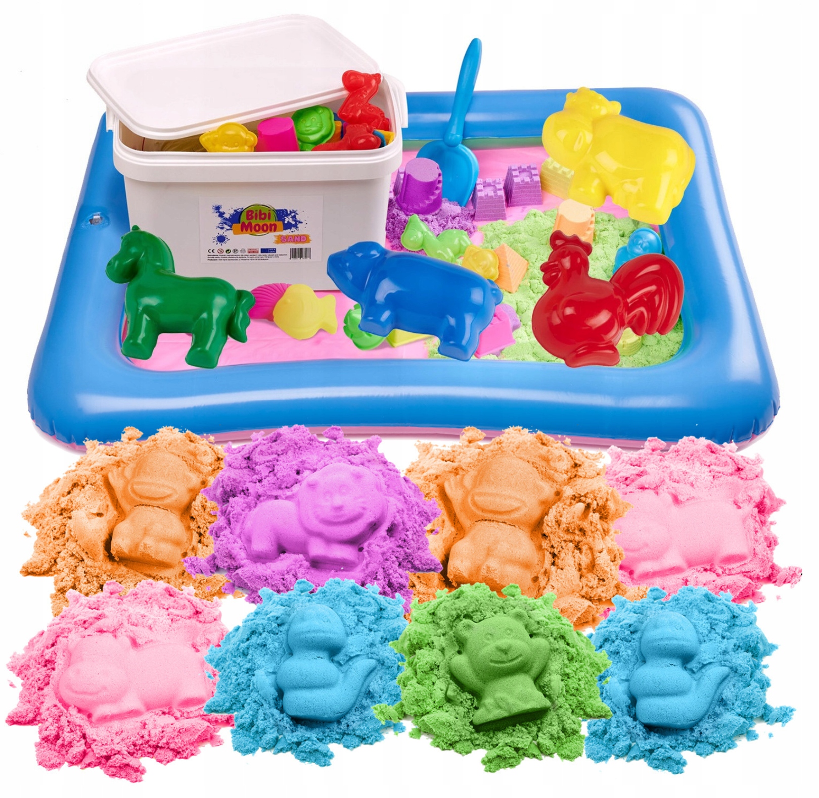 BibiMoon Piasek Kinetyczny 8kg ZESTAW PIASKOWNICA FOREMKI