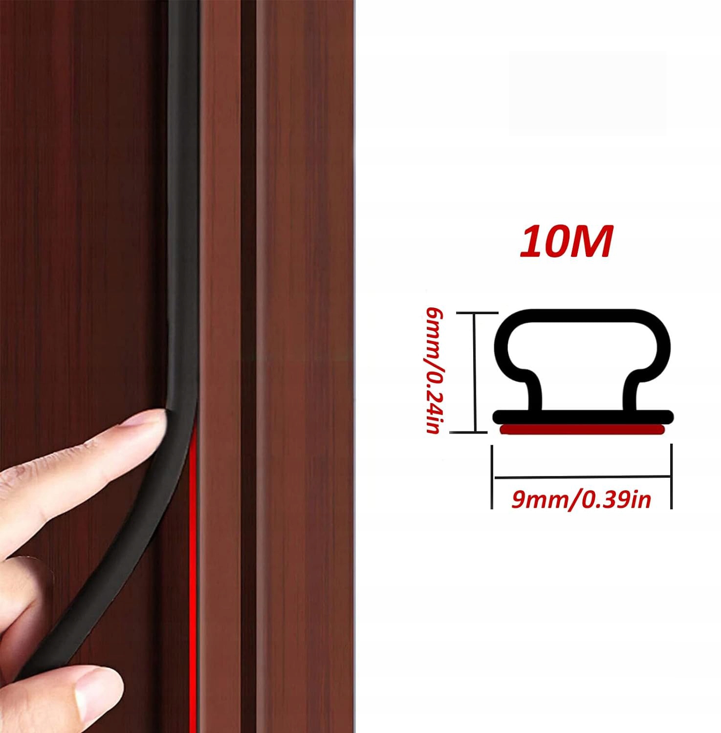 SAMOPRZYLEPNA GUMA, TAŚMA USZCZELNIAJĄCA, USZCZELKA DO DRZWI, CZARNA, 10M Marka bez marki