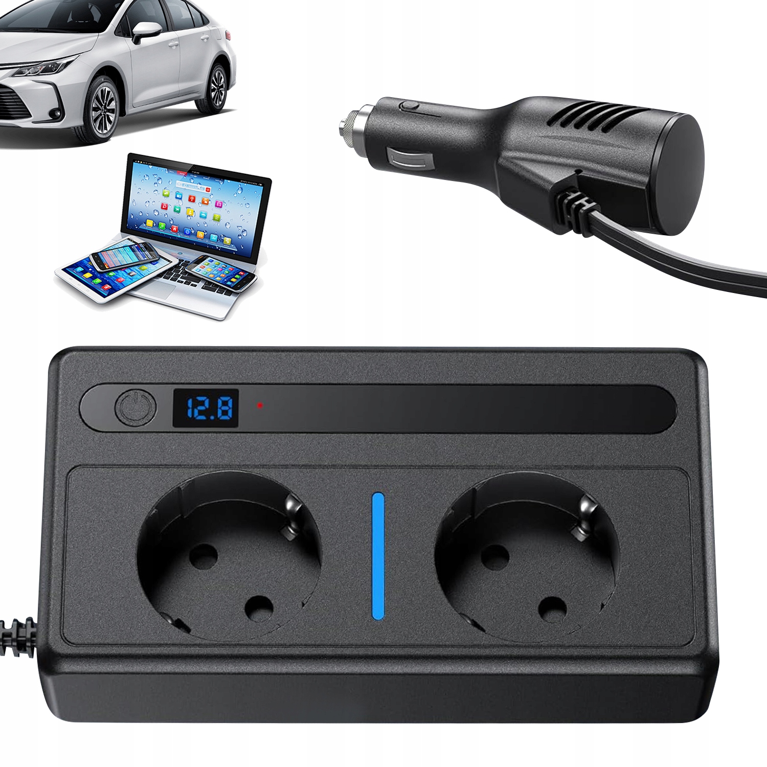 Automobilový Invertor 12V DC Na Ac 200-220V S Výstupem Zapalovače 2 Usb