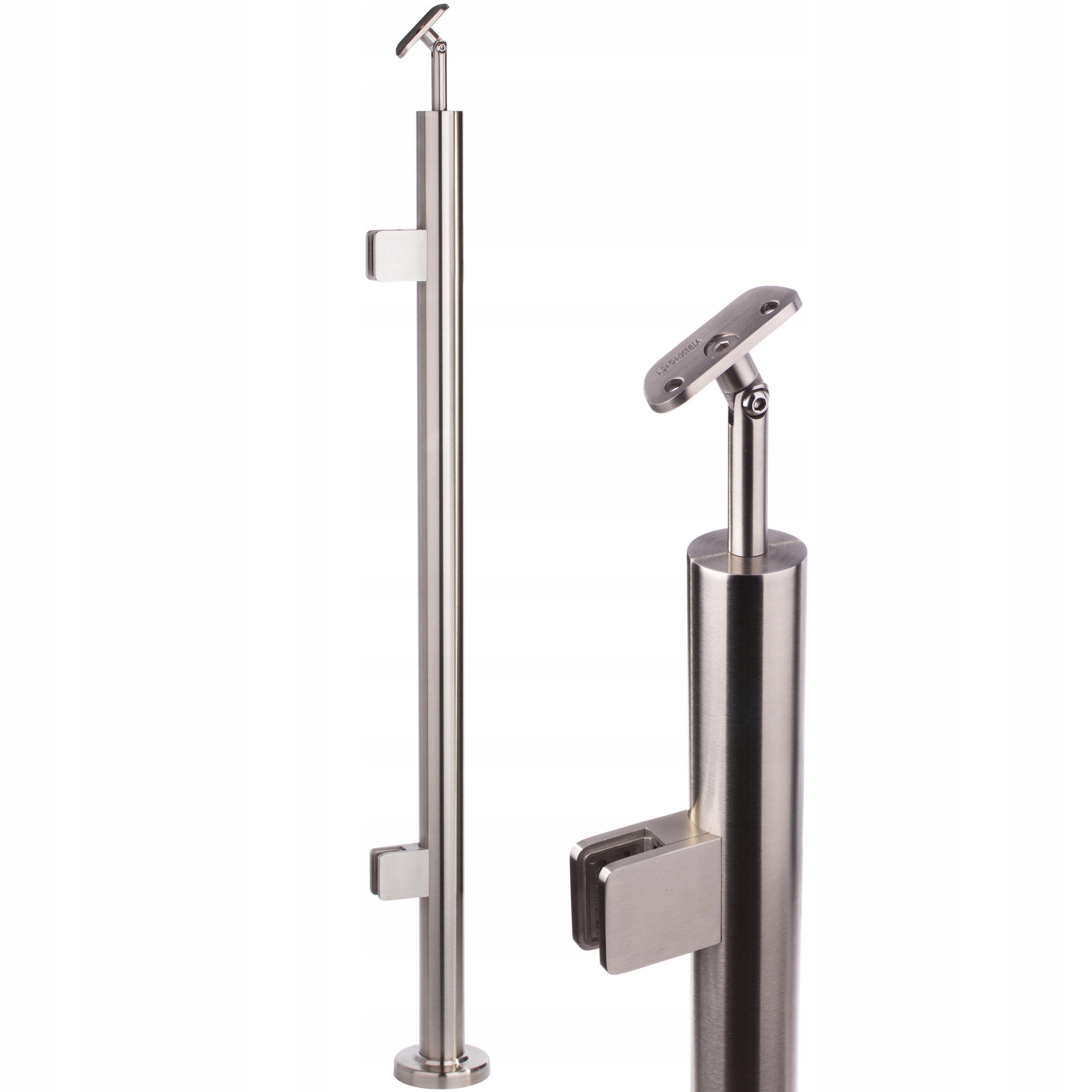 Startovací Sloupek 100 cm, Sklo 4 Úchytky fi 42 Brousek Satén Nerez