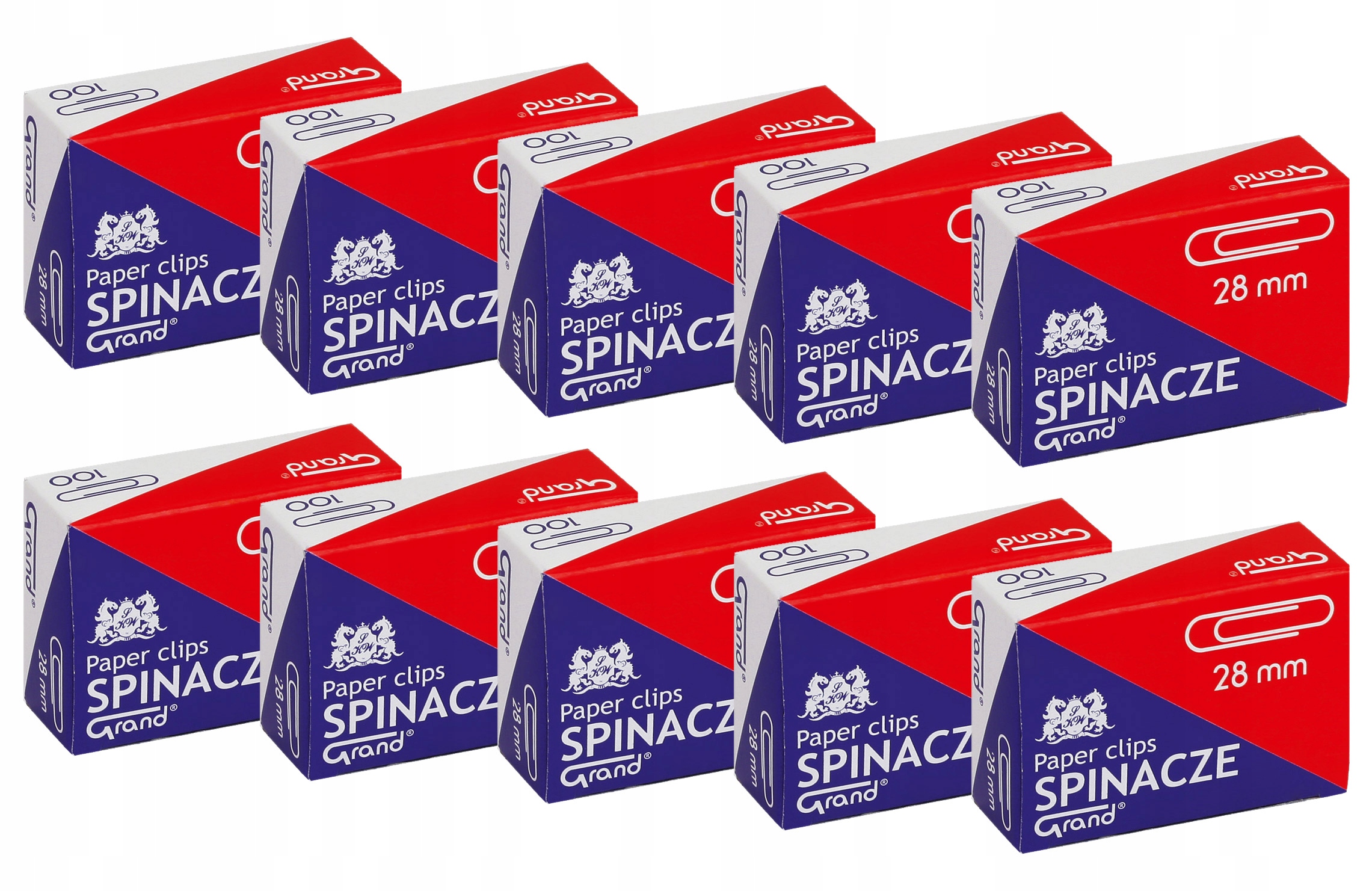 

10x Spinacze metalowe 28mm Grand 100 szt okrągłe