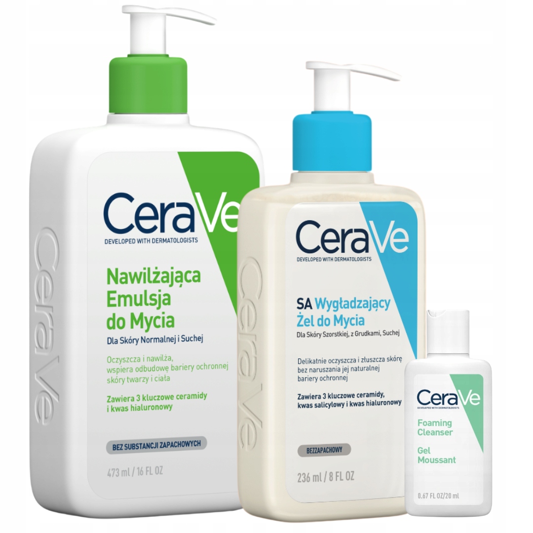 CeraVe Sa Żel Wygładzający 236ml Emulsja Nawilżająca do Mycia 473ml