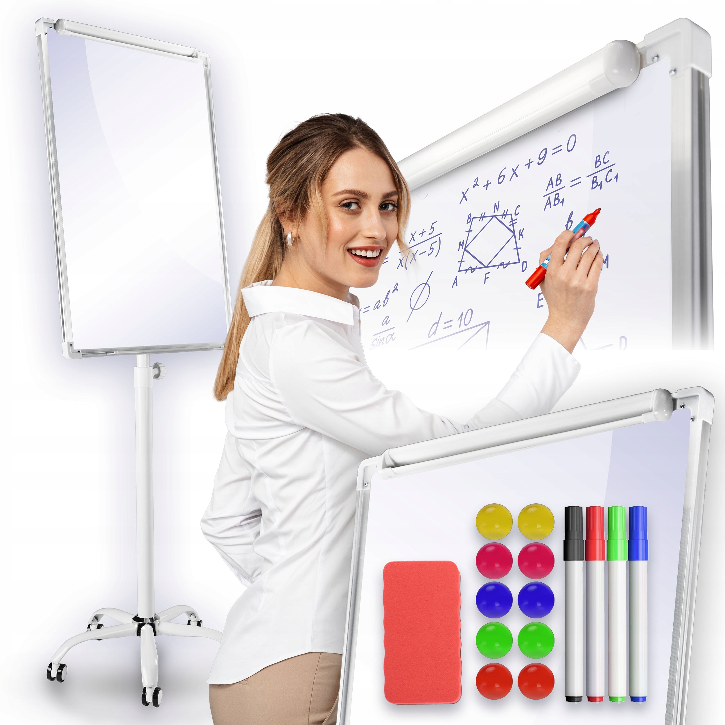 Flipchart magnetyczny mobilny na kółkach 60x90 Gratisy tablica magnetyczna