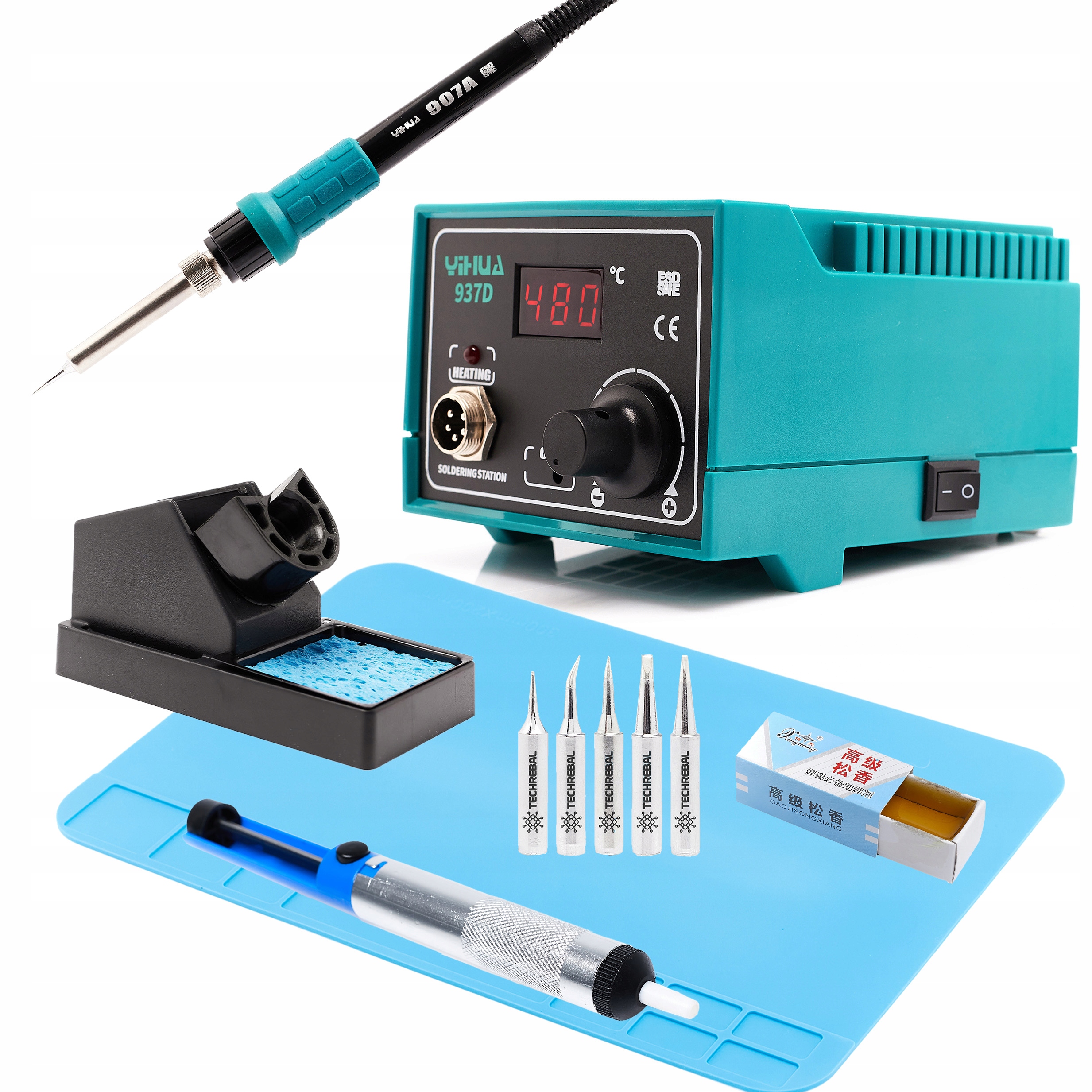 Sada Pájecí Stanice Yihua 937D Hroty Kalafuna Podložka Odsávačka Techrebal