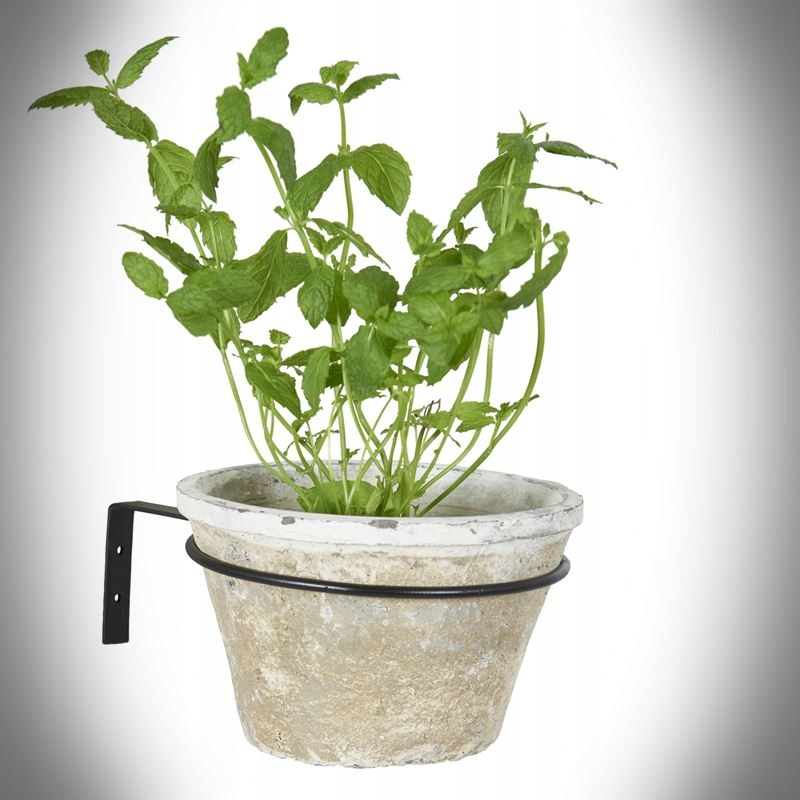 Uchwyt doniczkowy stalowy ścienny 19 cm CZARNY