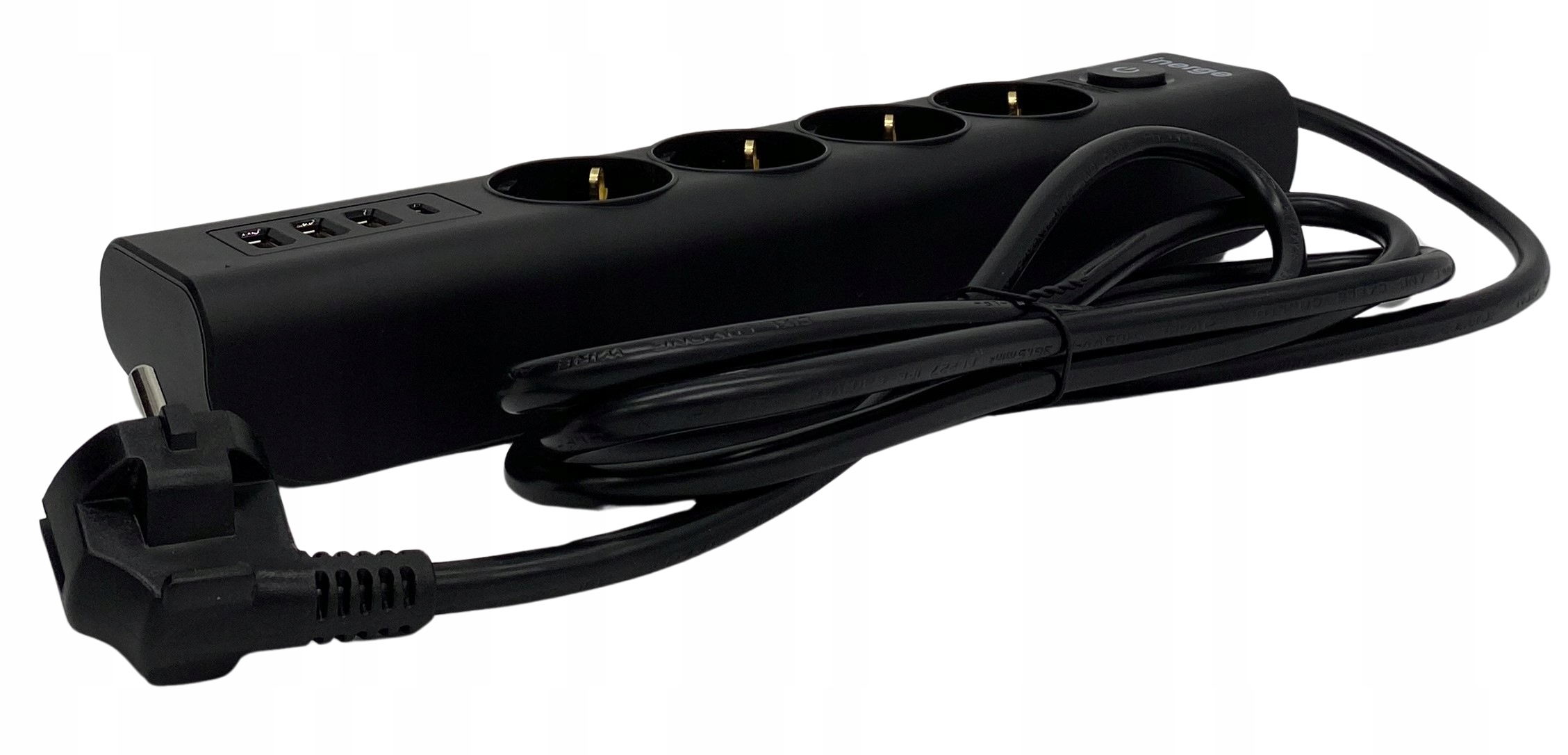 PRZEDŁUŻACZ LISTWA ZASILAJĄCA 4 GNIAZDA 3m 4x ŁADOWARKA USB 3x1,5MM² LED Kolor czarny