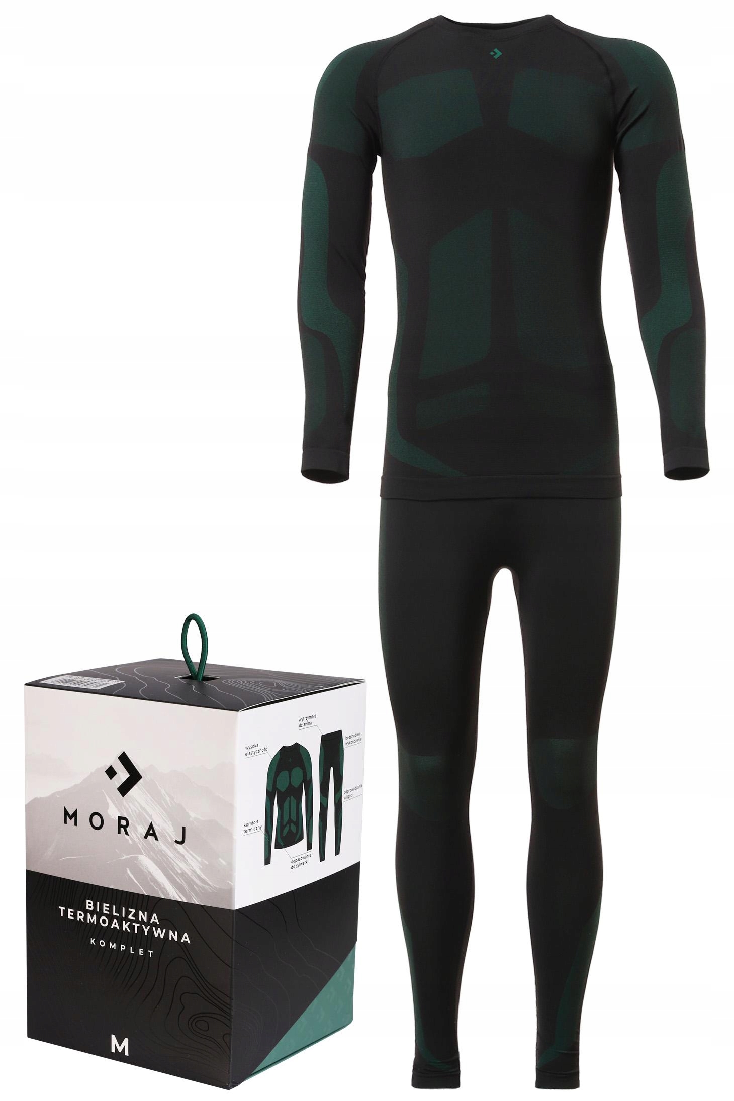 Termoaktivní oblečení, komplet, Pánské, černé, sportovní, bezešvé, M