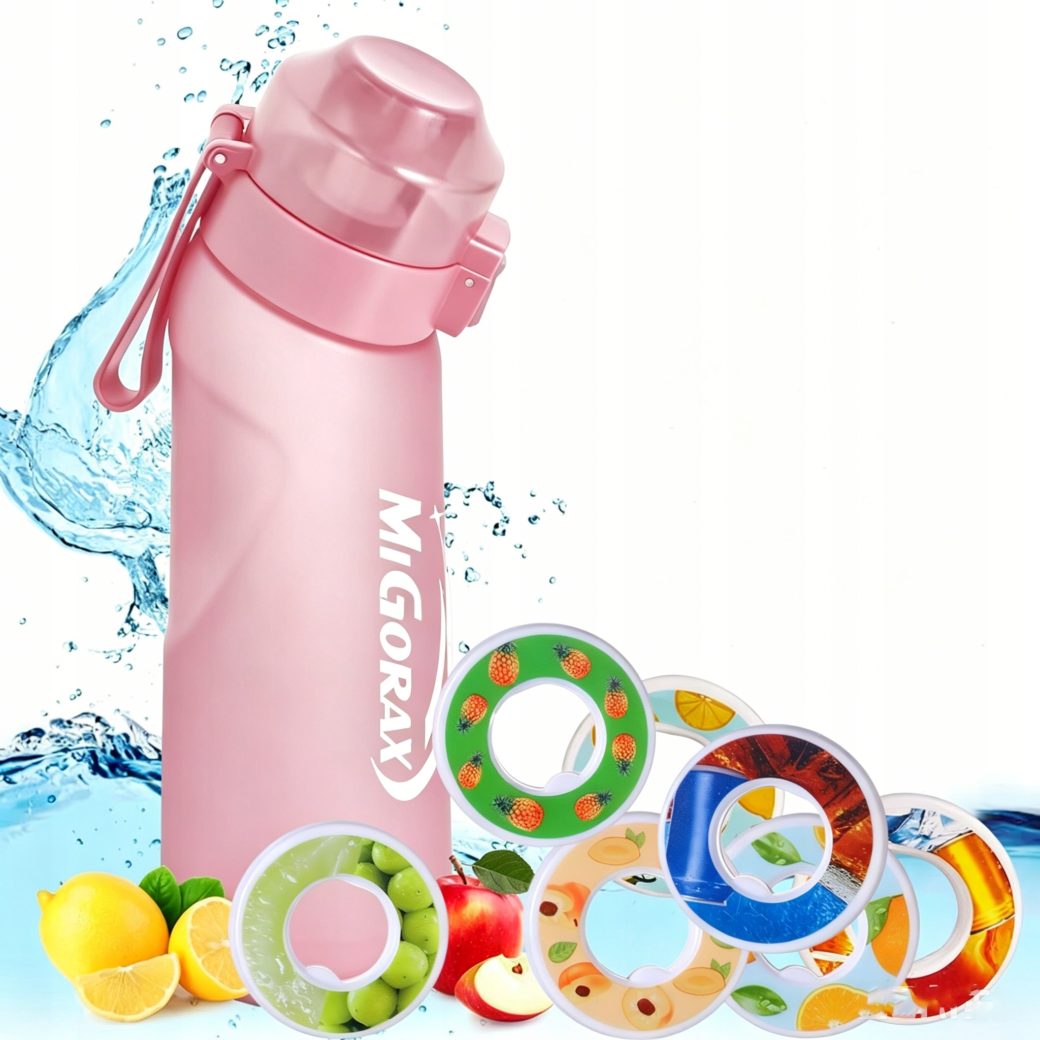 Bidon sportowy nietłukący czarna 650ml z 7 pierścieniami zapachowymi