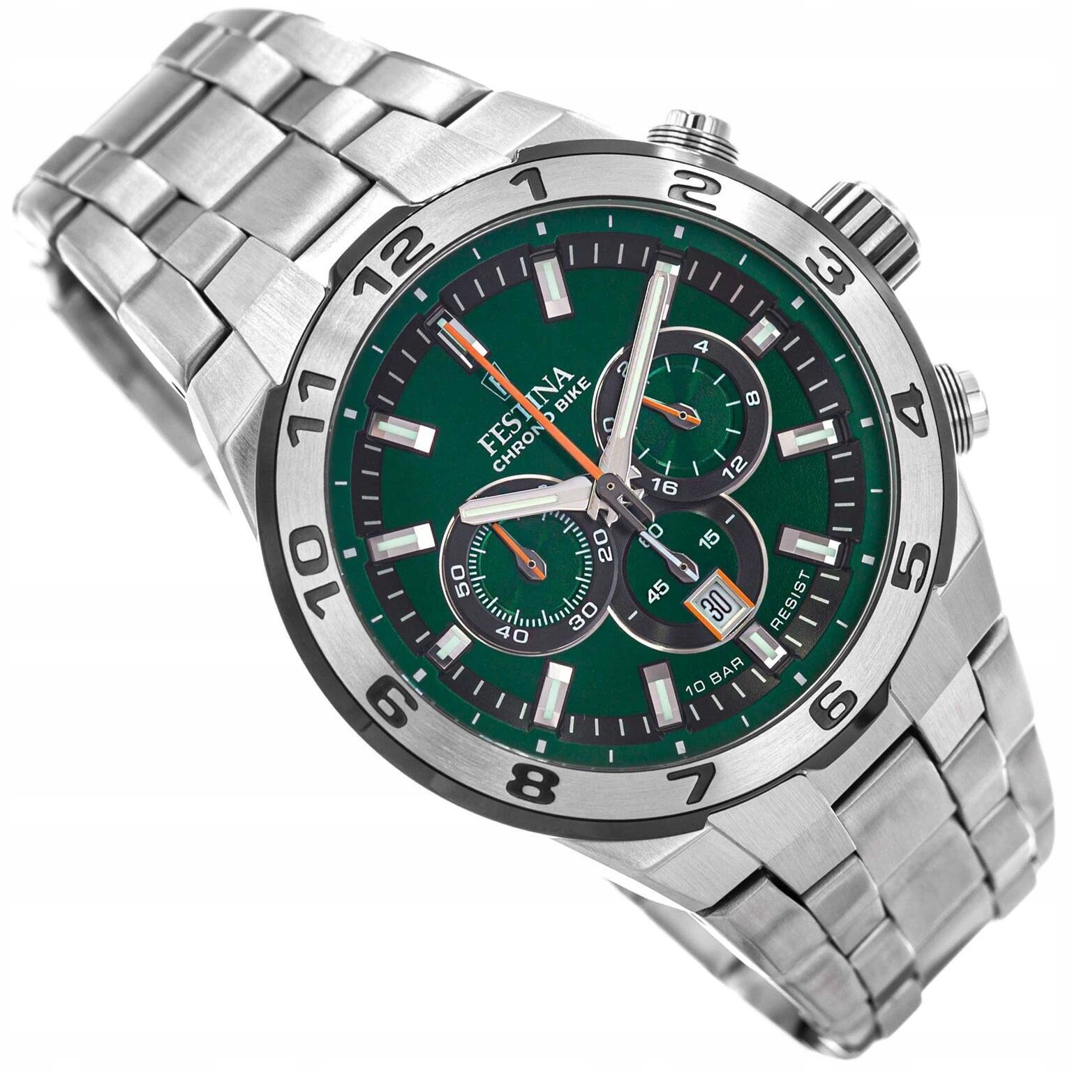 Pánské Hodinky Festina F20670/2 Chrono Bike 10BAR Stříbrné Stopky Datumovka