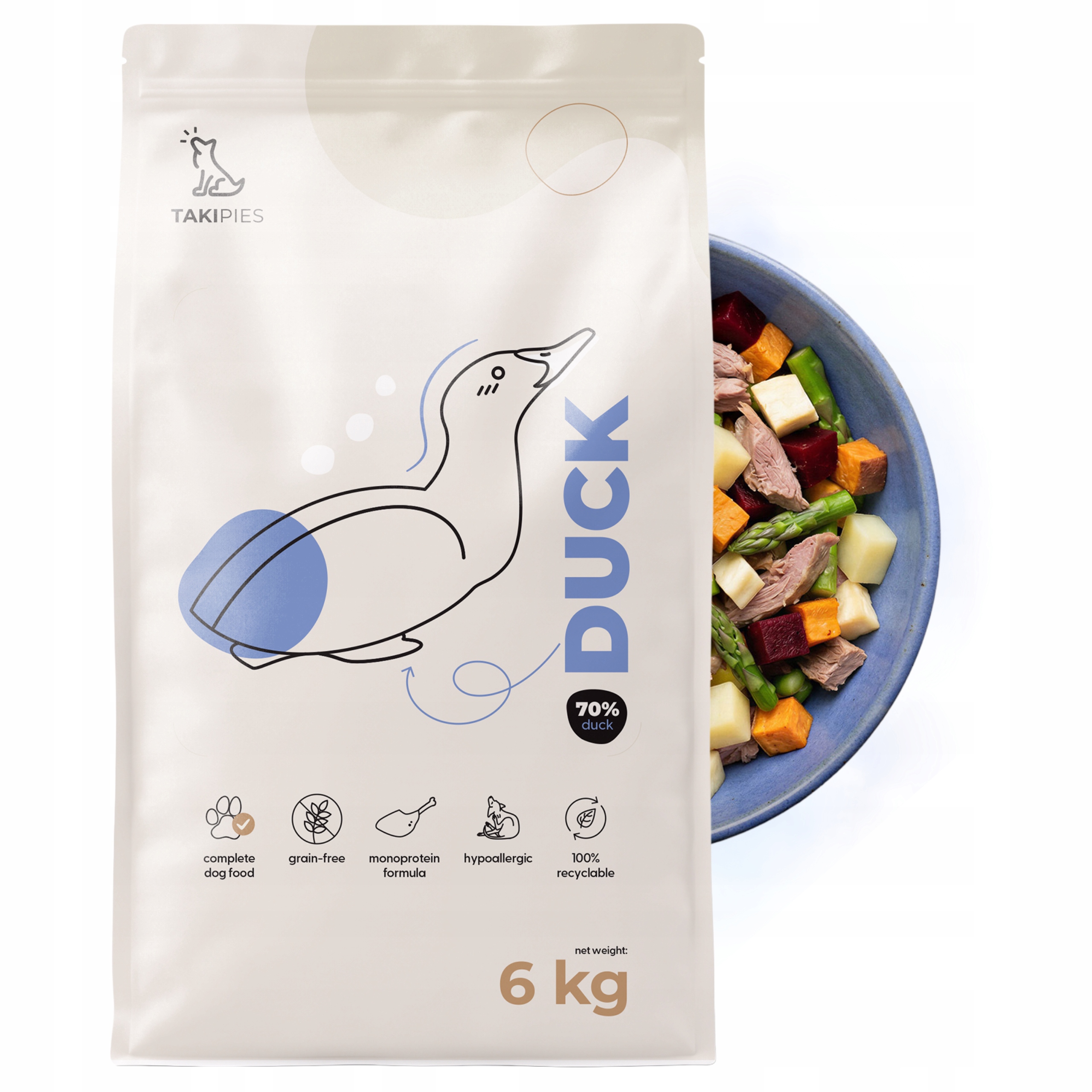 Sucha Karma Takipies Kaczka Dla Psa Bezzbożowa Naturalna Aktywnych 6 Kg