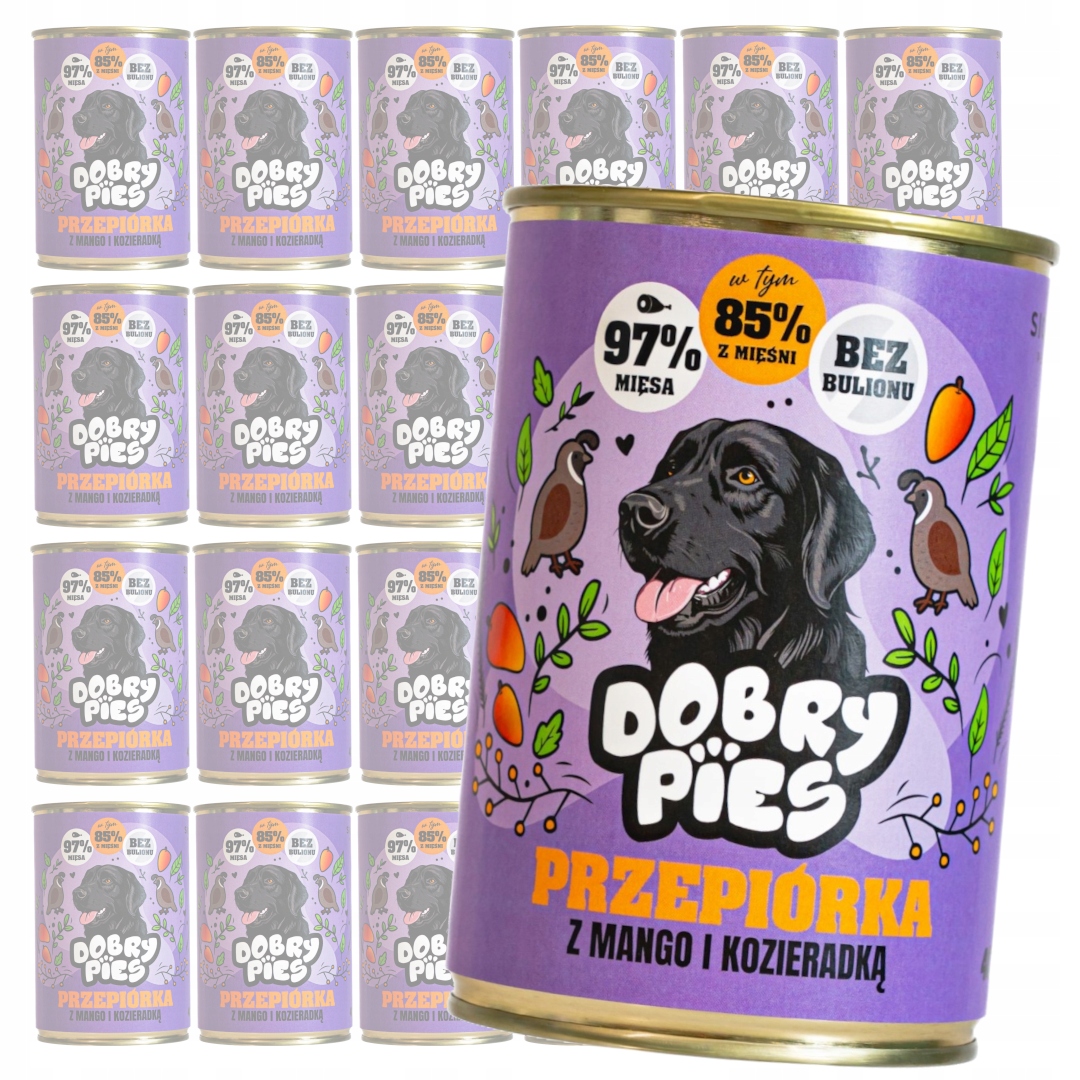 Levně Dobry Pies 24x400 g Vlhké Krmivo pro psy s křepelkou a pískavicí