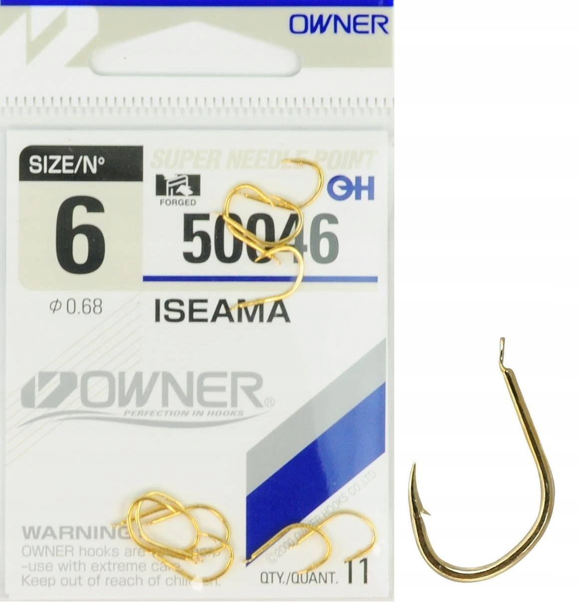 Nr 6 Haczyki Owner Iseama 50046 Złote z Łopatką
