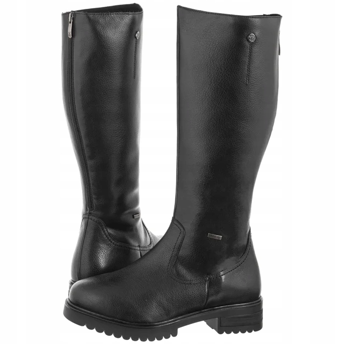 Dámské kožené kozačky Caprice černé 9-26650-43 022 Black Nappa