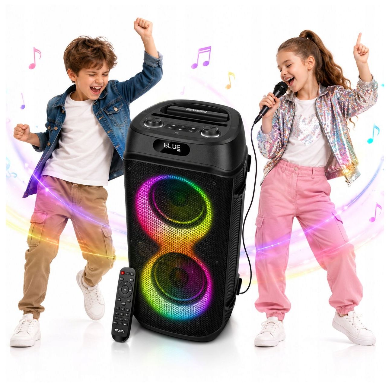 Sven PS-850 Prenosný Bluetooth reproduktor 100W Rgb Fm Usb Tws Nfc mikrofón