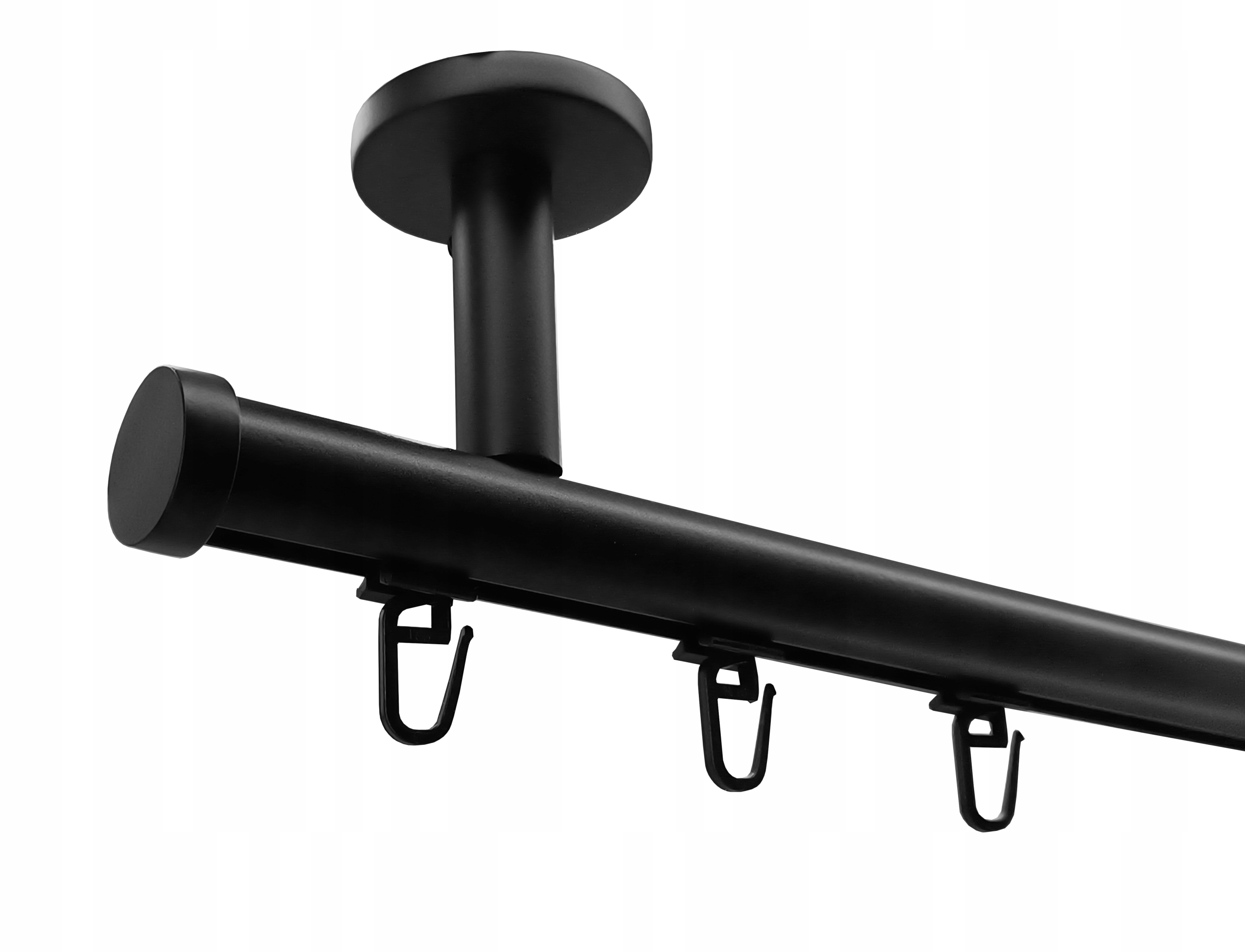 Garnýž Kolejnicový Apartmánový Alu Stropní 20 mm Černý 300 cm se špendlíky