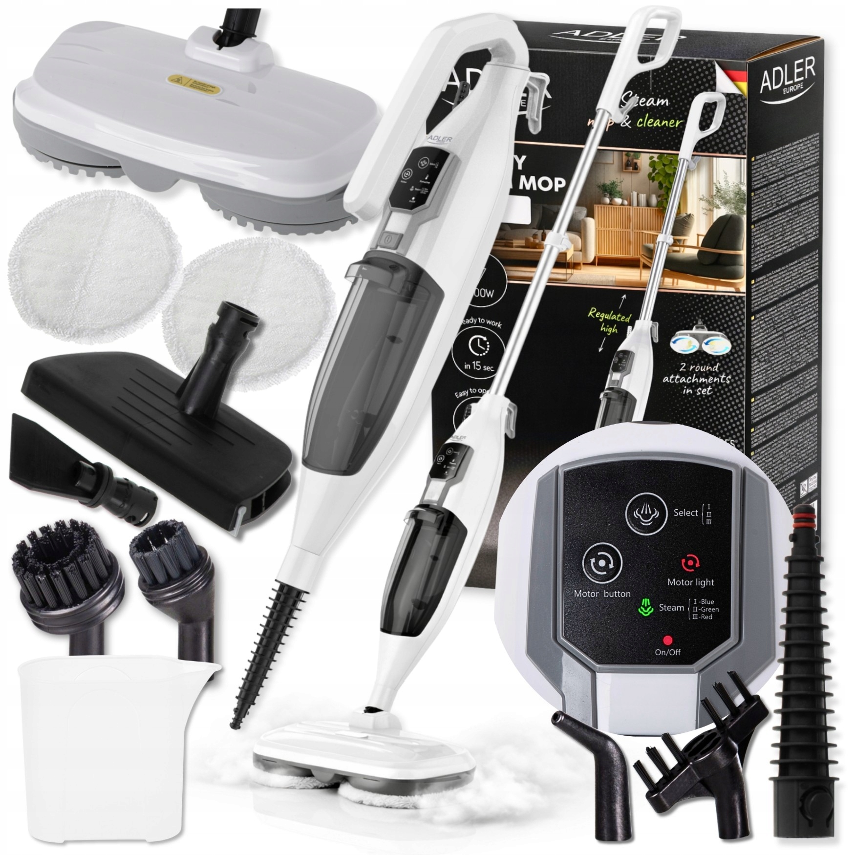 Parní Čistič Parní Mop Vysavač Čistič Oken Spár Čalounění Sada XXL