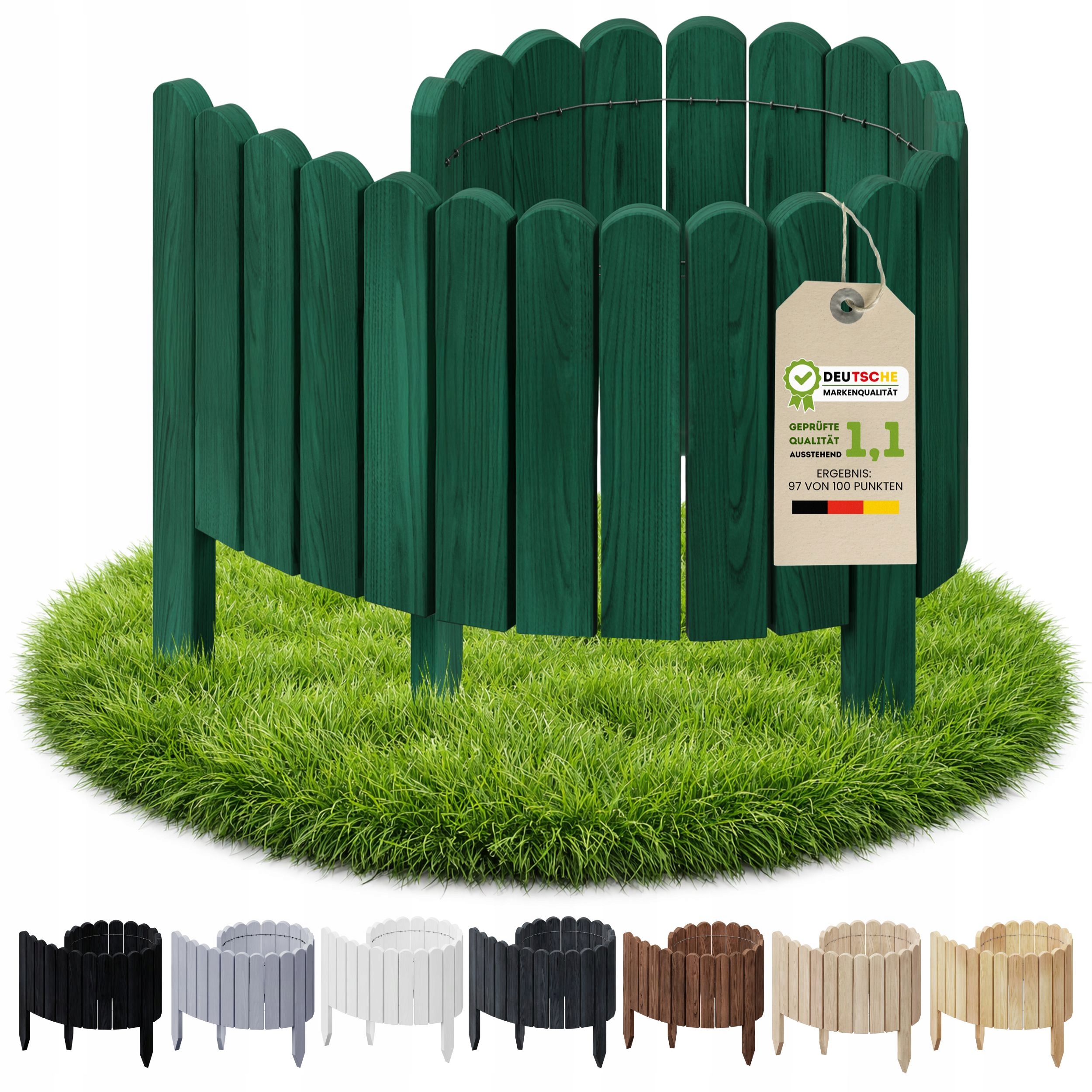 Zahradní Plot Palisáda Rollborder Obrubník Floranica 100 x 40 cm, zelený