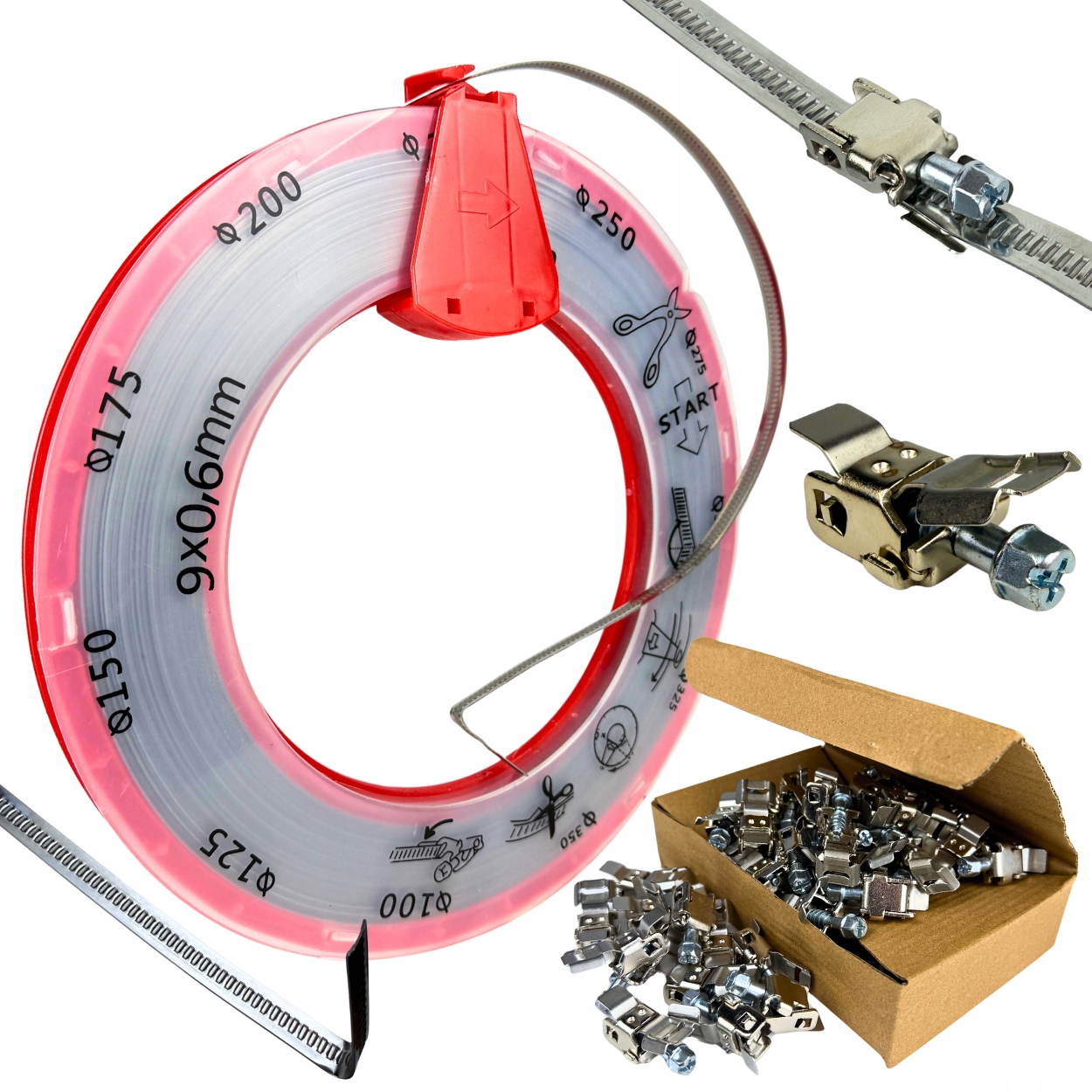 Hadicová Spona Sada Páska 30 m Zámky 50 Ks