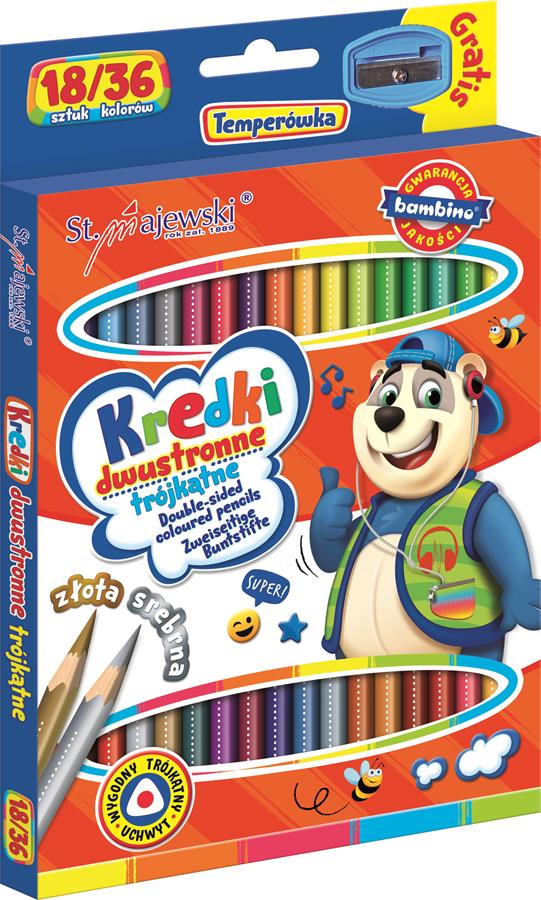 

Kredki Dwustronne Bambino 18/36 Kol Temperówka