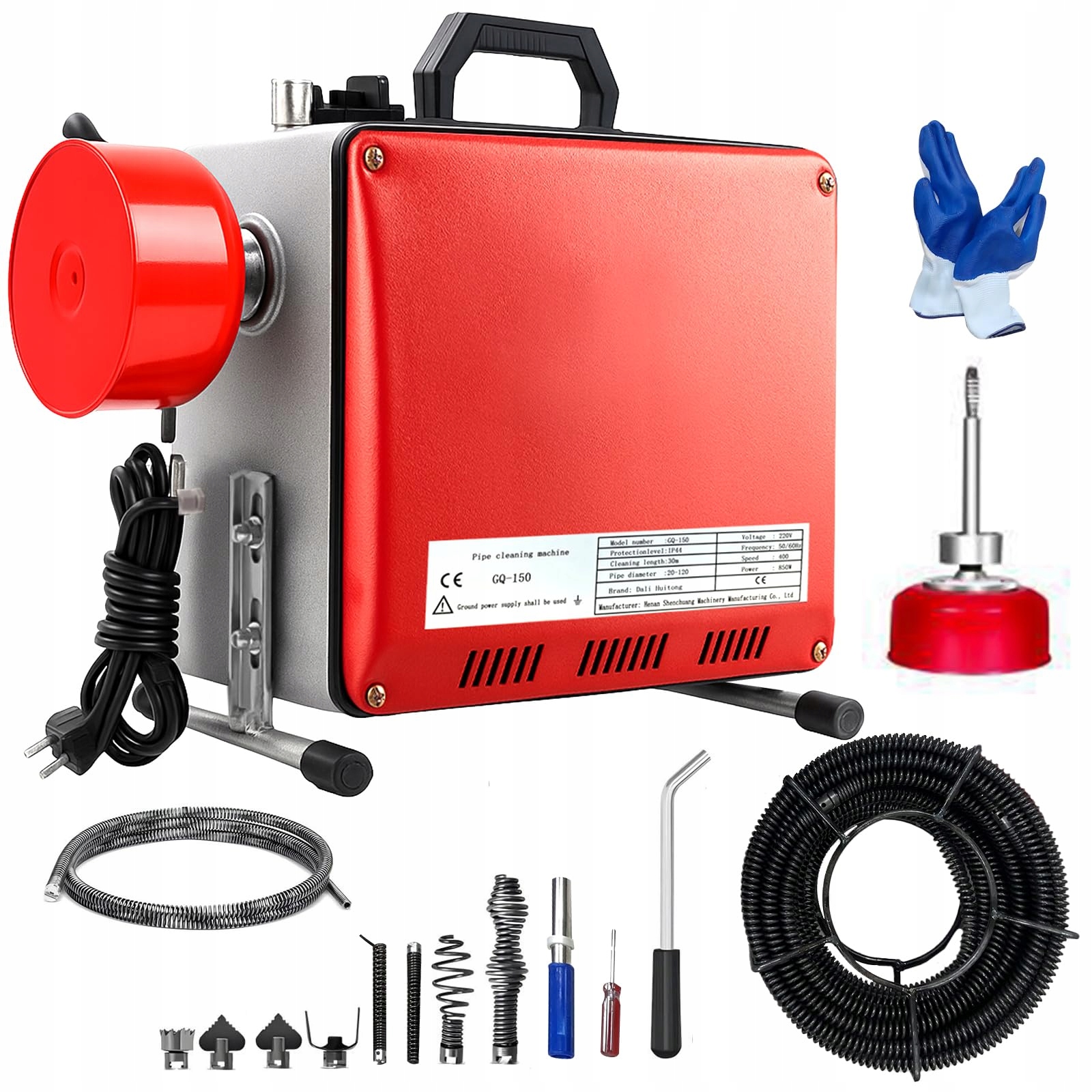 Elektrická spirála na čištění trubek 850 W pro trubky Ø 20-100 mm 400 ot./m