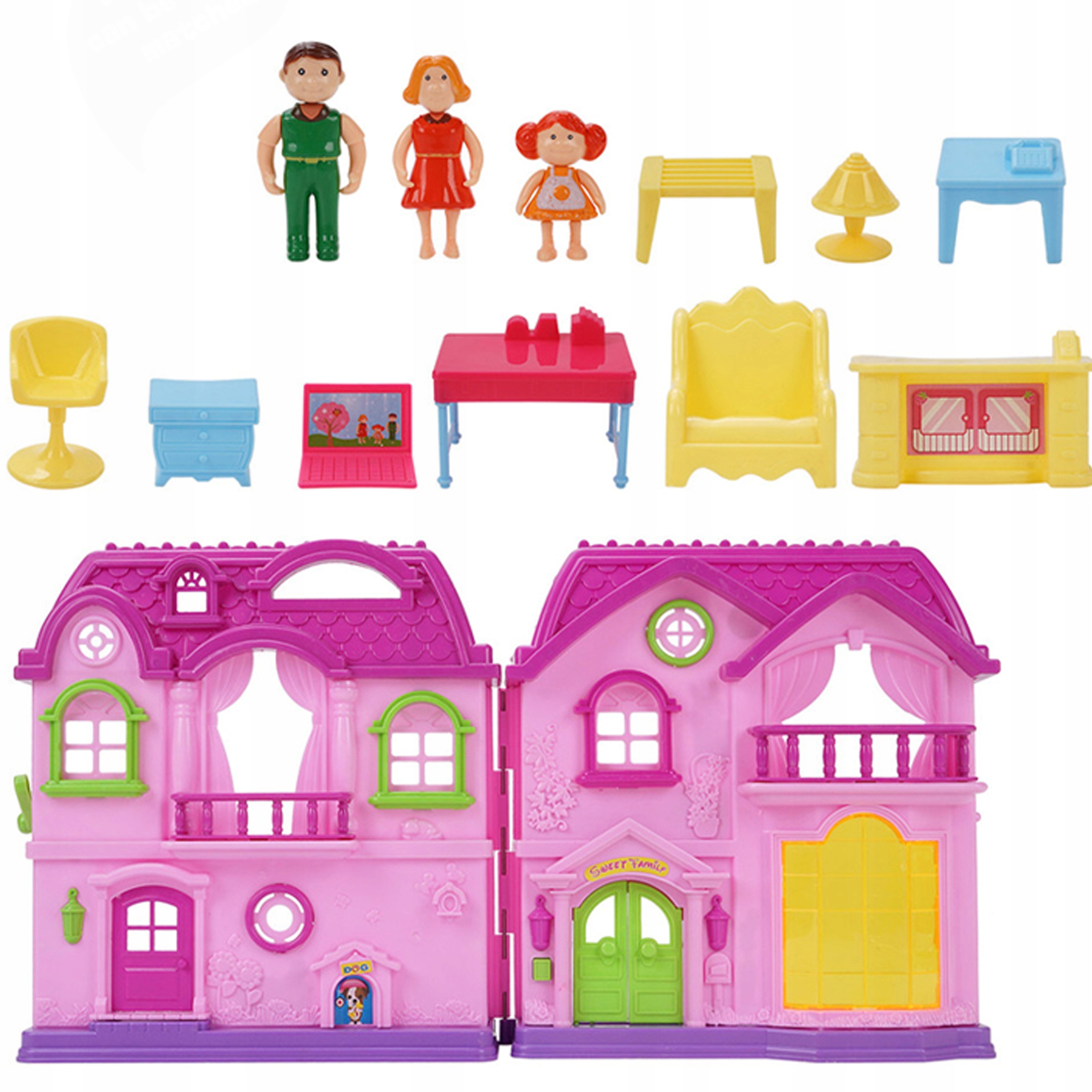 DOMEK DLA LALEK Rozkładany MEBELKI ŚWIATŁÓ DŹWIĘK Marka Matadi