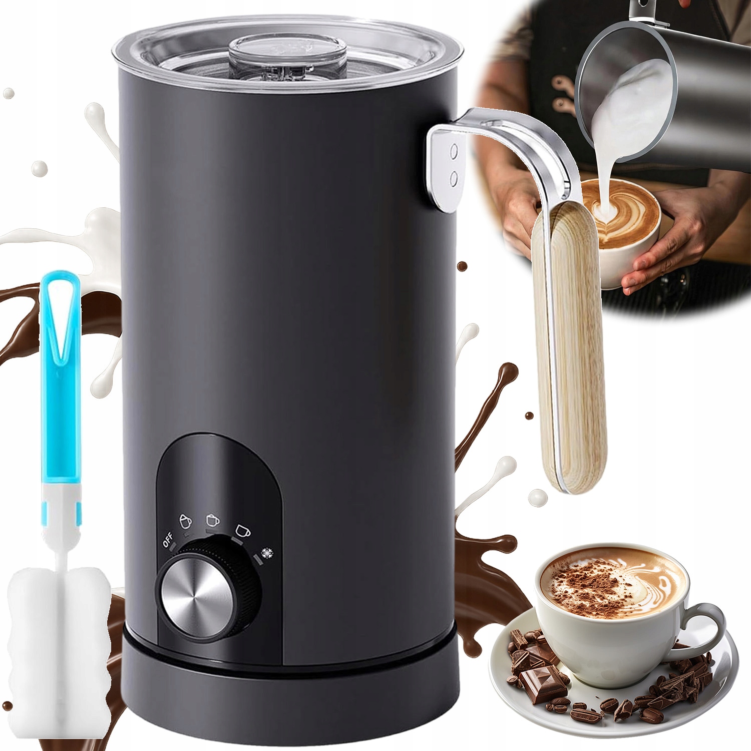 Elektrický Napěňovač Mléka Na Kávu 5 Režimů Pro Cappuccino A Macchiato 350 ML