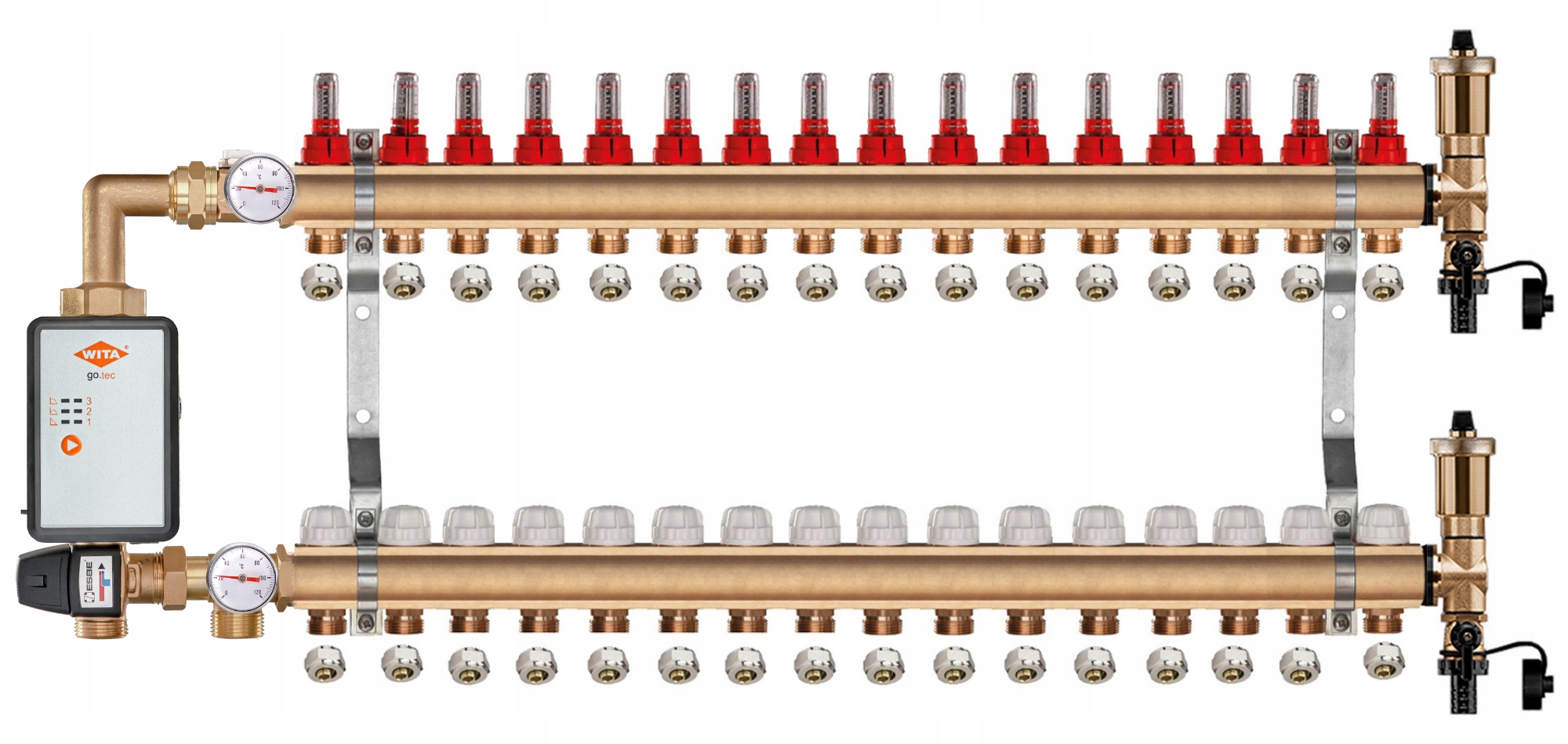 Podlahový Mosazný Rozdělovač 16 Čerpací Skupina Vítá Go.tec Pex Konektory
