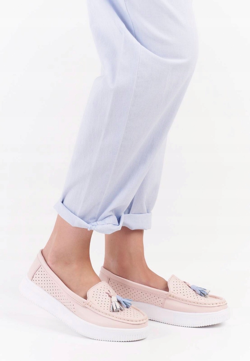 MOKASYNY PÓŁBUTY NA PLATFORMIE DAMSKIE KOLOROWE FRĘDZLE SERGIO LEONE 39