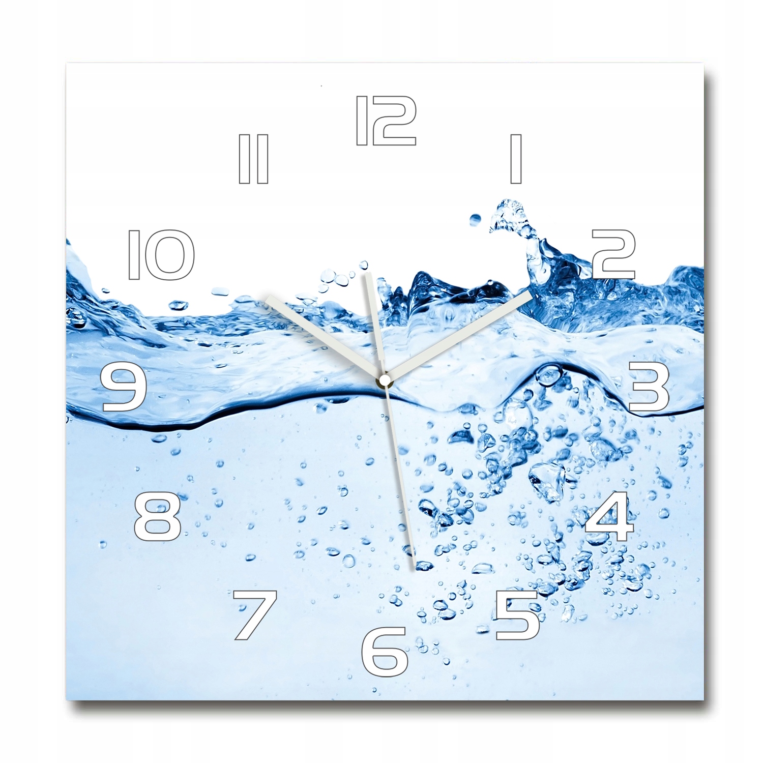 Veľký sklenený hodinový strojček, tichý mechanizmus Voda 60x60 cm