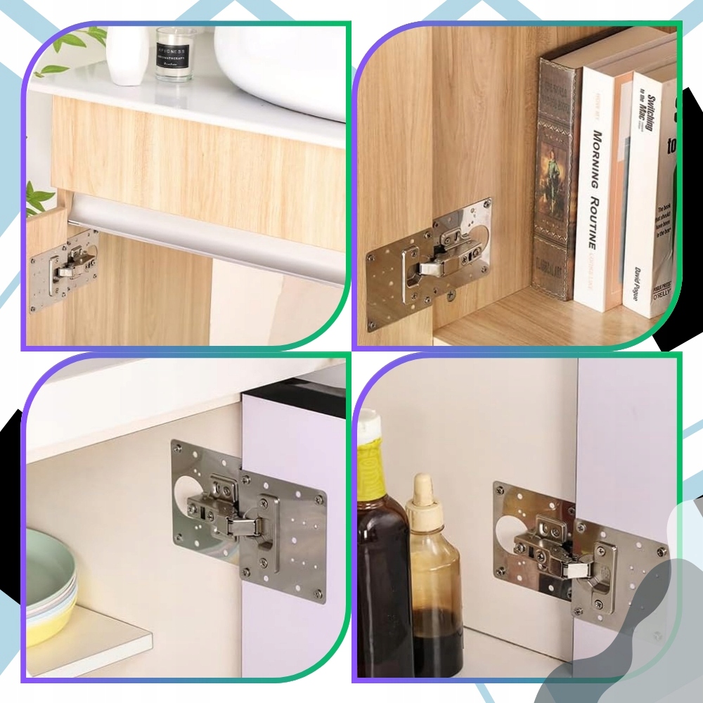 Baldų vyrių remonto plokštelių komplektas, 12 vnt., 90 × 90 mm – produkto nuotrauka 13