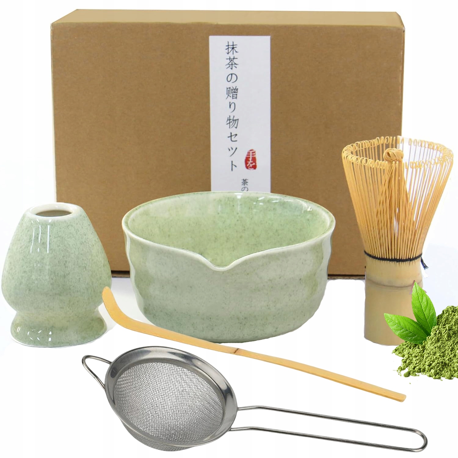 5X Bambusová Dárková Sada Na Čaj Matchy Chashaku Šlehací Metla Lžíce
