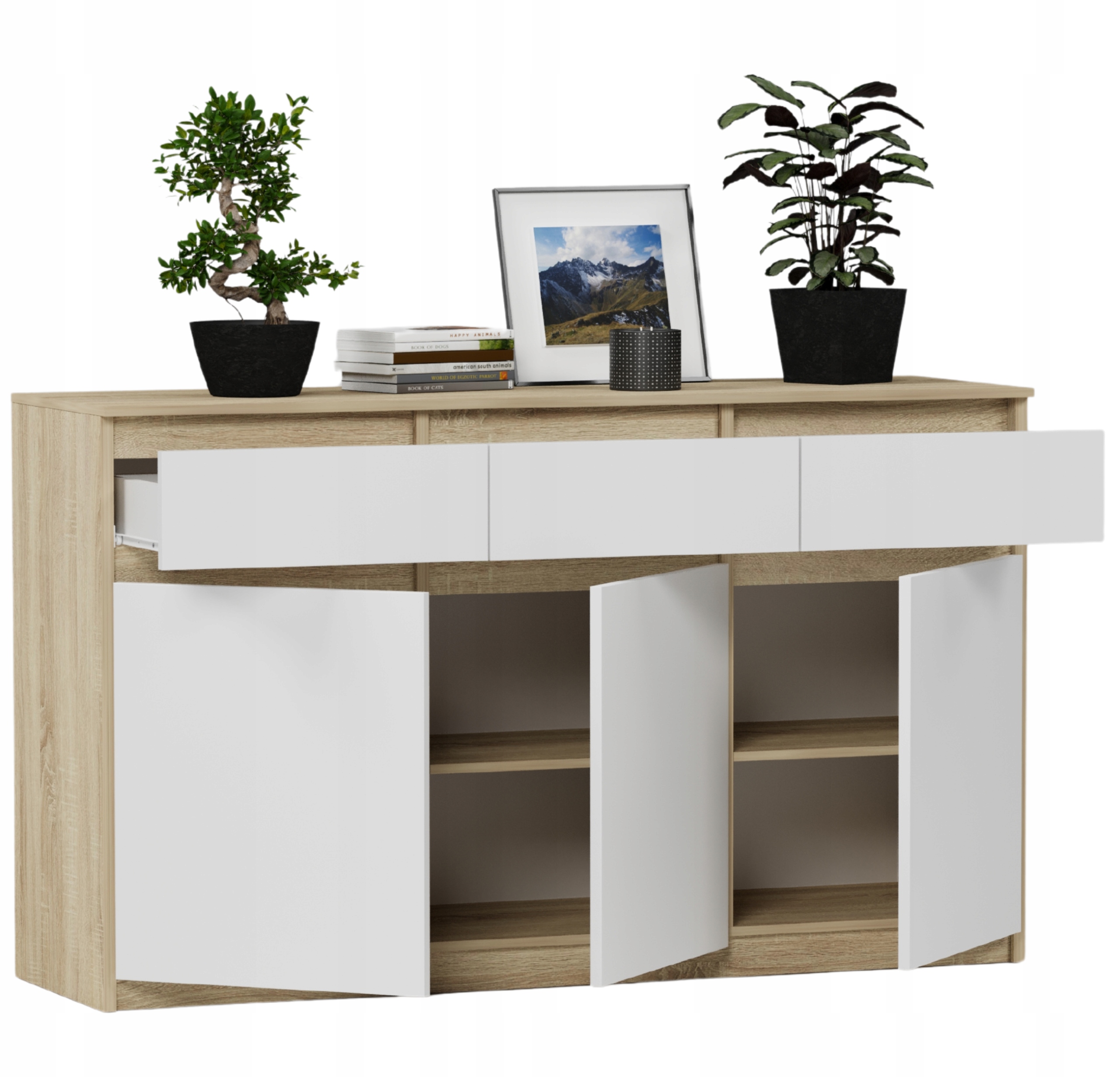 KOMODA 98CM SZAFKA 3 SZUFLADY SONOMA MIX