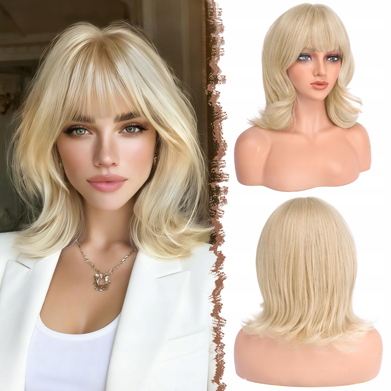 Feshfen Paruka Bob s hřívou Krátká Vlnitá Blond Syntetická Pro Ženy