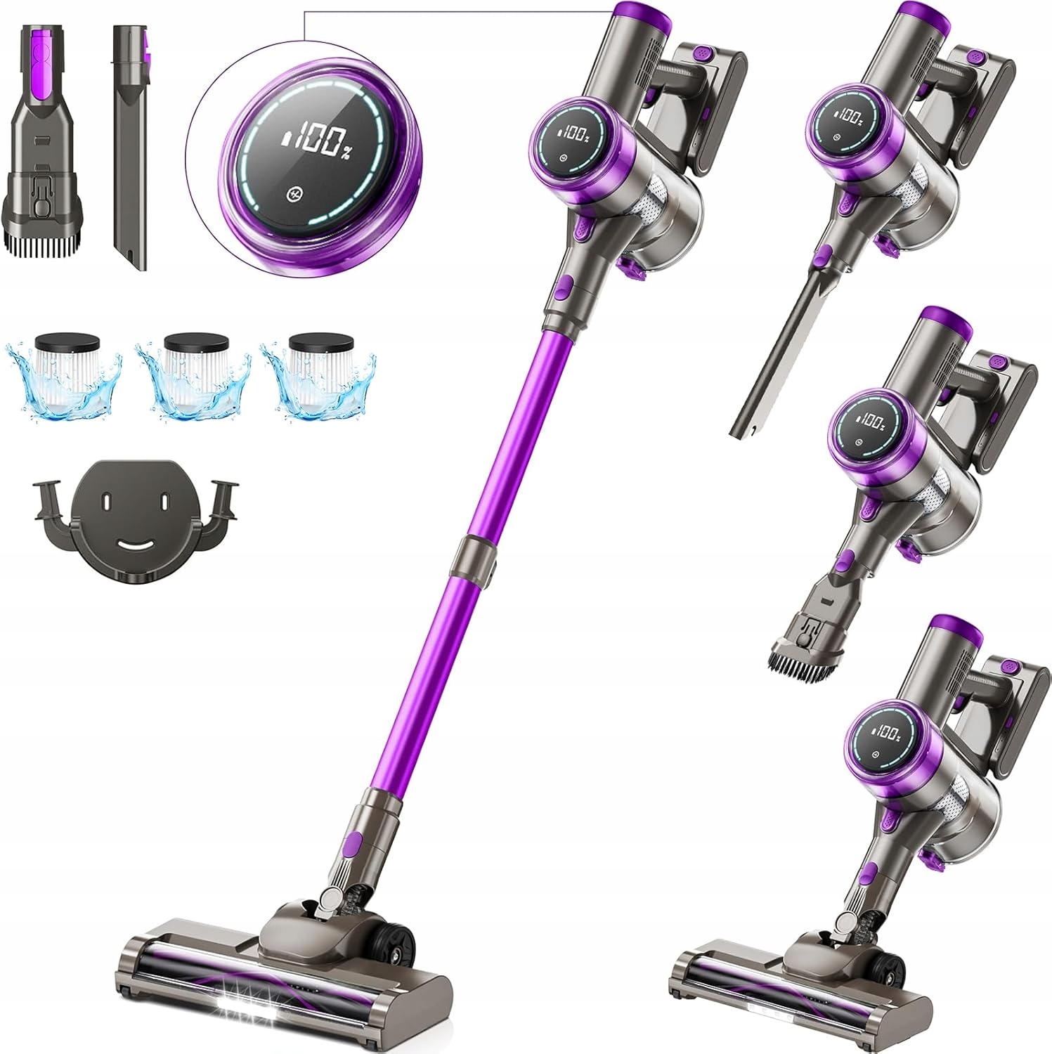 Vysavač Suafsu P2 550W 45kPa Led 65 min Fialový