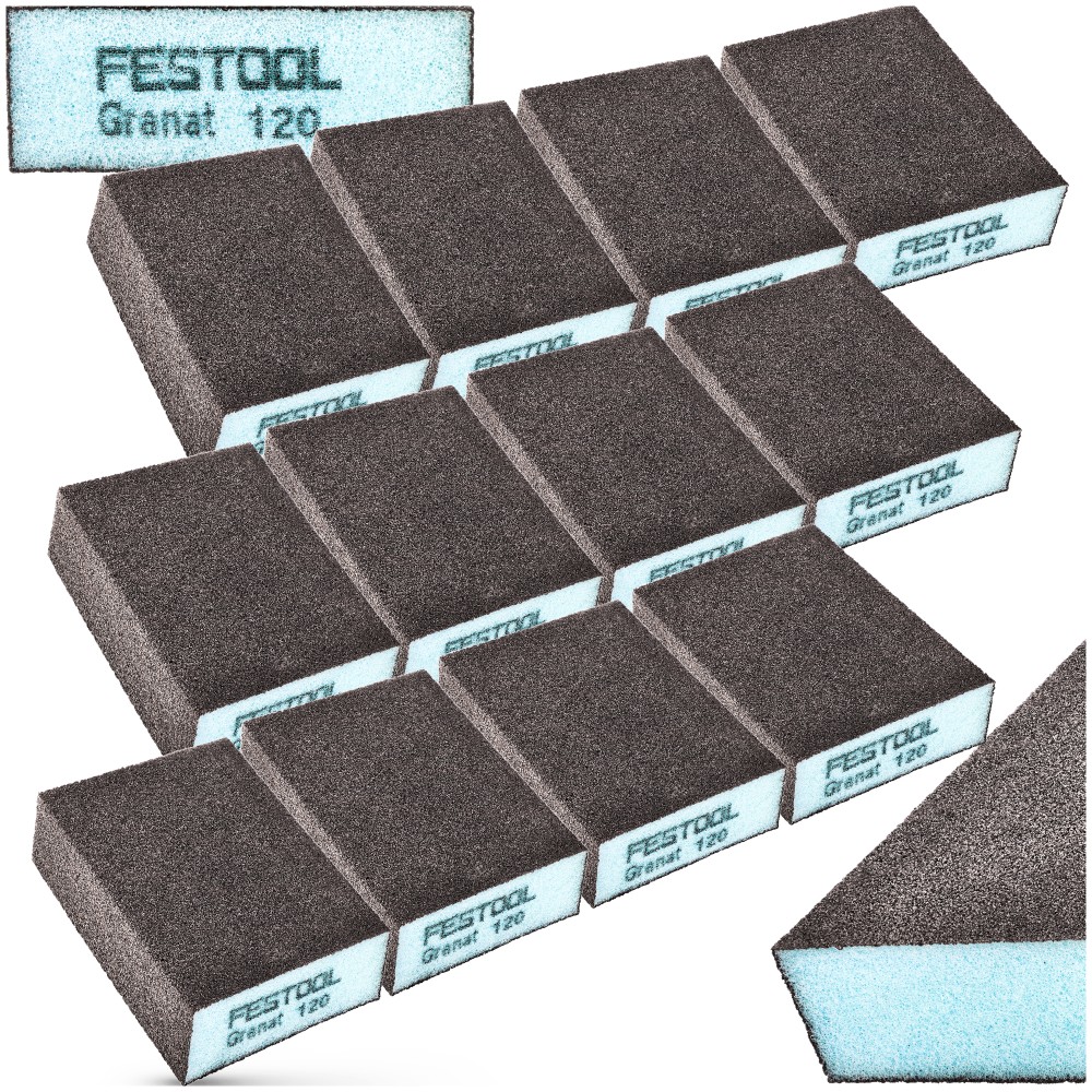 12x Klocek Kostka Szlifierska Festool Gąbka Polerska Ścierna 4STRONNA P120