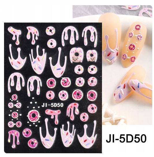 NAKLEJKI NA PAZNOKCIE SAMOPRZYLEPNE CIASTECZKA 5D