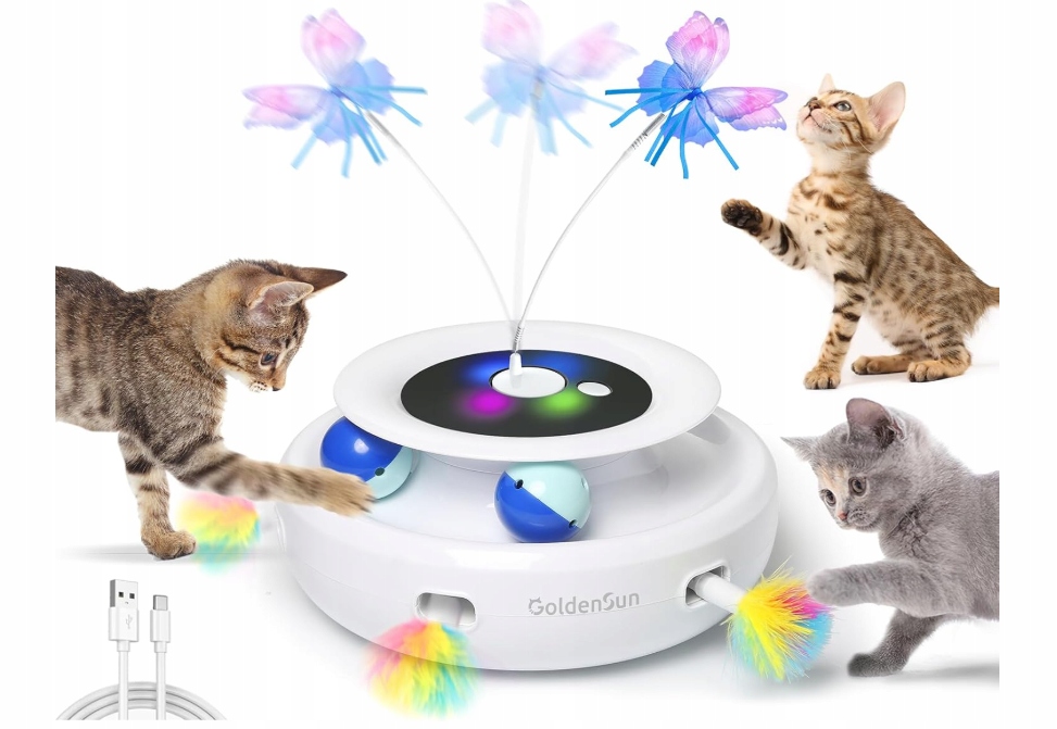 Levně Elektrická Hračka pro kočky – Automatický Whack-A-Mole, Motýlek a Míč