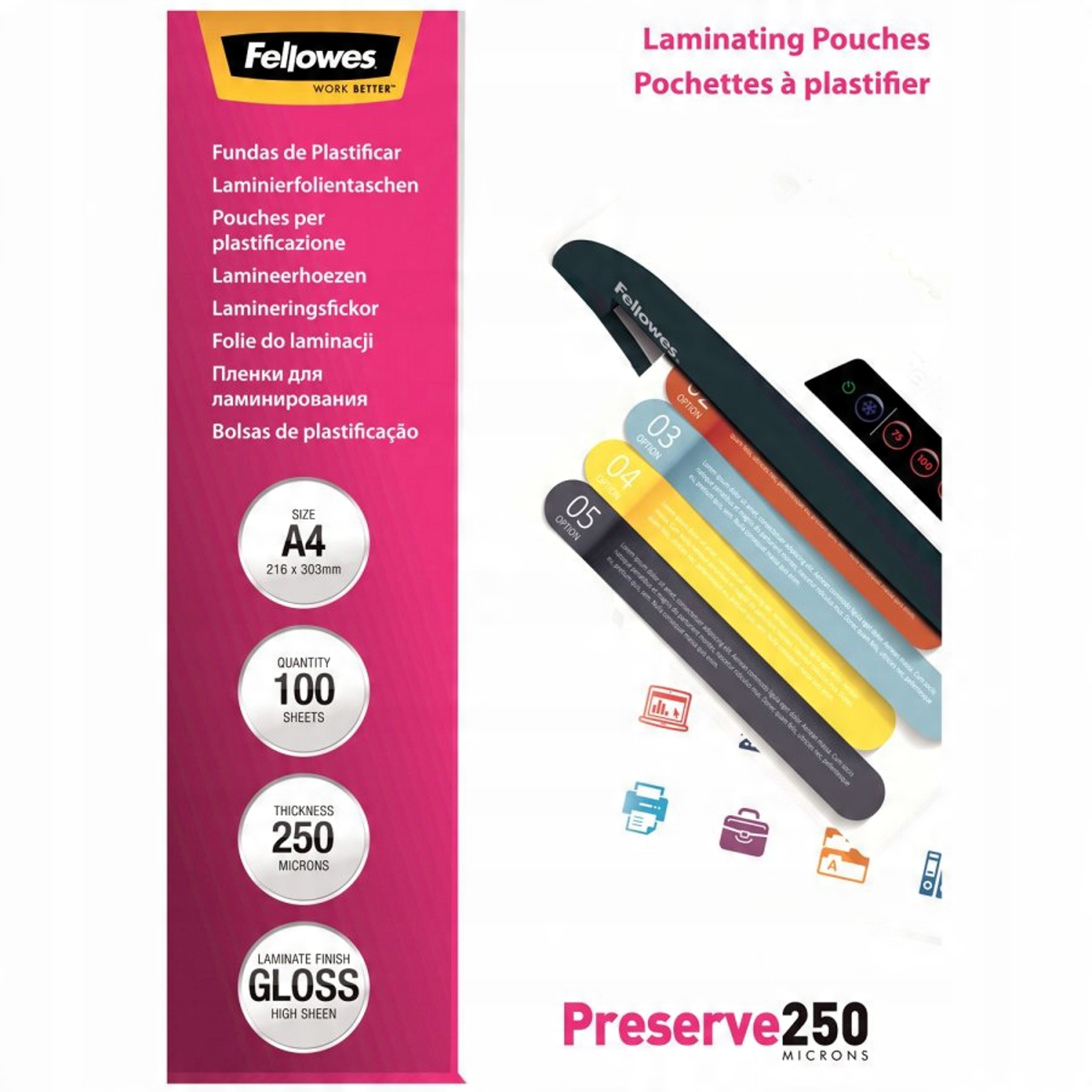 

Folia do laminowania Fellowes A4 250 mic 100 szt