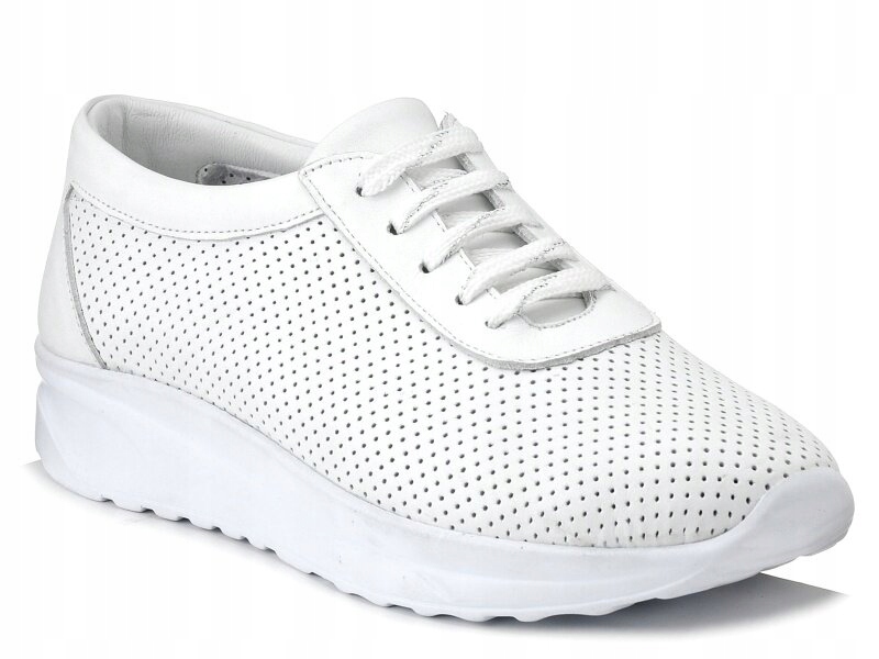 Buty damskie snekaersy skórzane sznurowane białe T.Sokolski W24-205 37