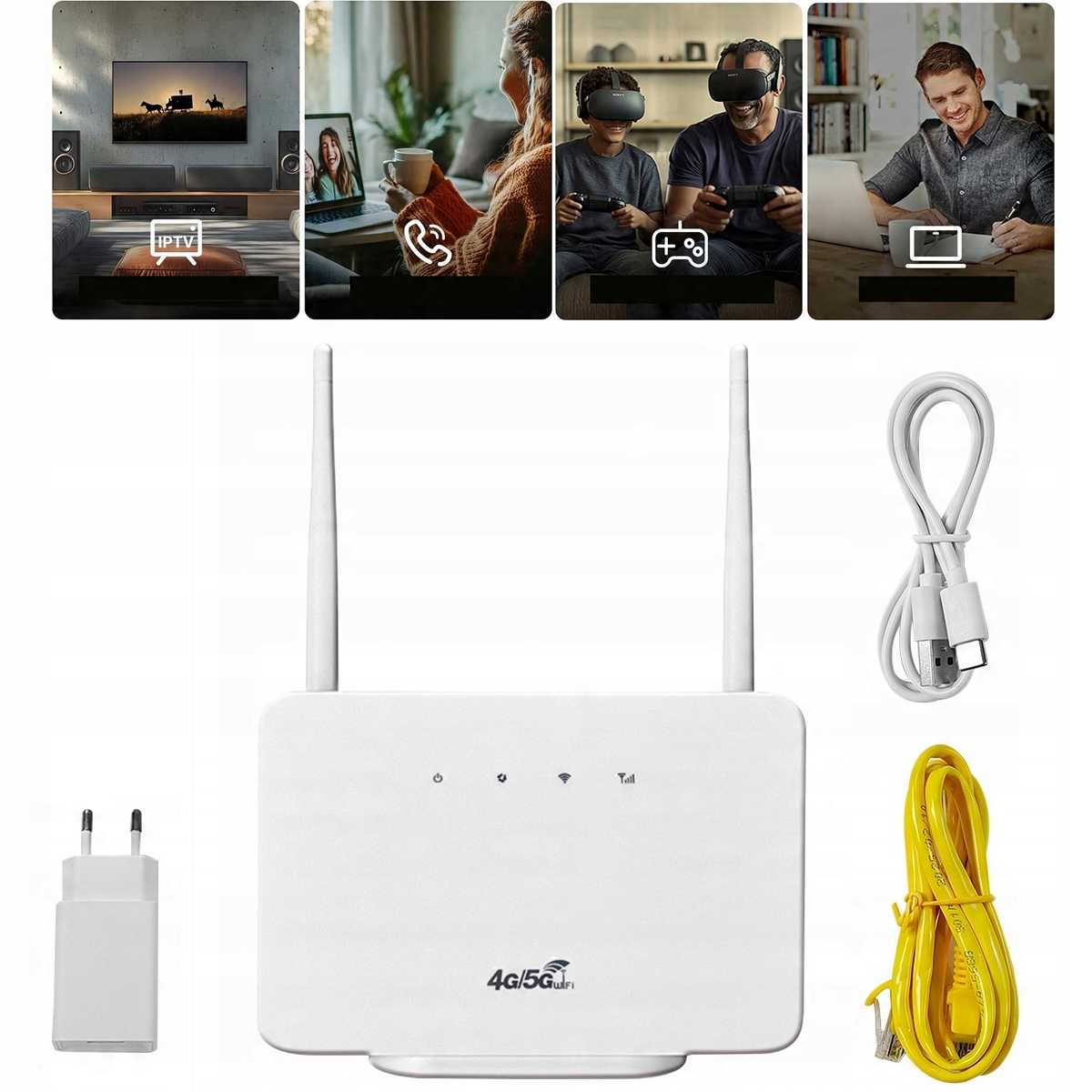Router 4G-LTE 802.11 b/g/n Wi-Fi 4G Lte z kartami Sim 300 Mbit/s Biały