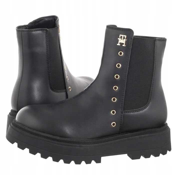 Boty Kotníkové Boty Tommy Hilfiger Chelsea Boot Black T3A5-33578-1351999 Černé