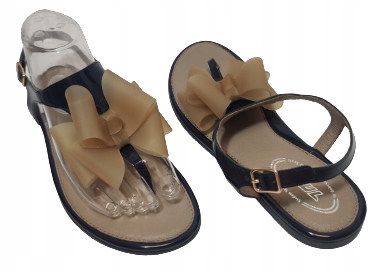 Sandály lak mašle 7MIL 829178 námořnická modrá Béžová 38