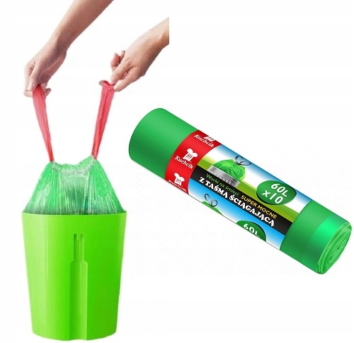 

Worki na śmieci z taśmą mocne 60L 10