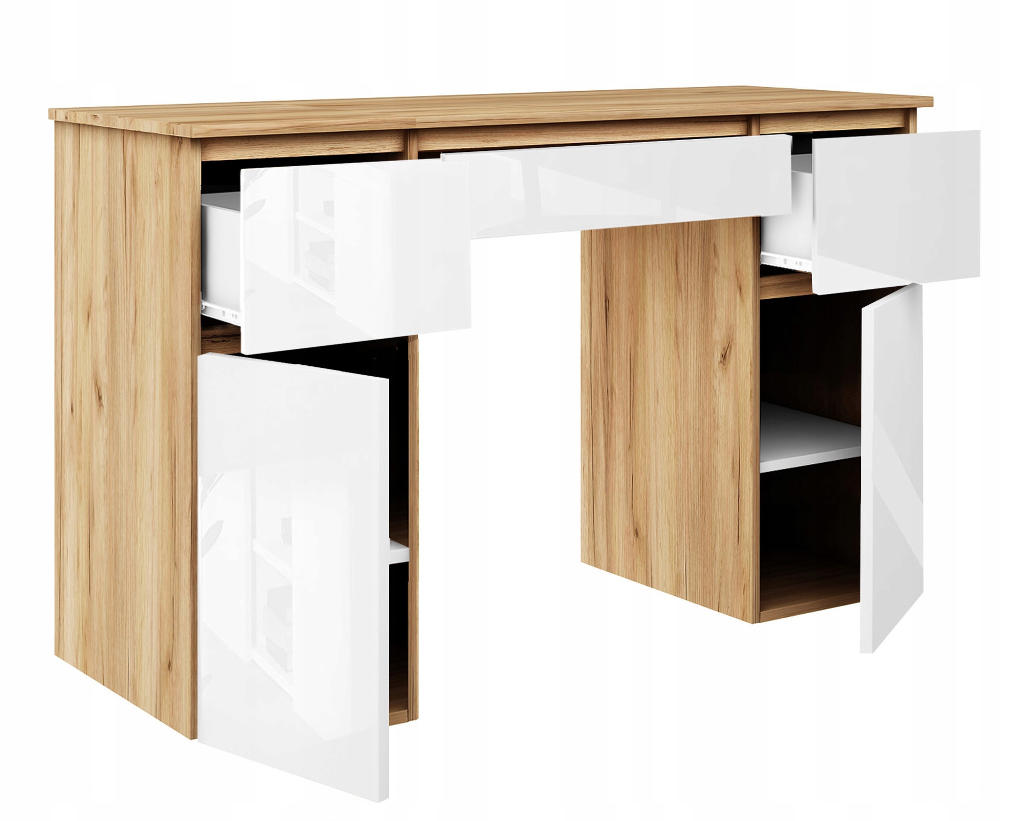 KONSOLA BIURKO SZKOLNE DZIECIĘCE SYSTEM MEGAN DĄB CRAFT ZŁOTY FRONTY POŁYSK Marka AgatMebleGrzybek