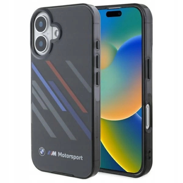 Pouzdro Bmw Motosport IML Random Stripes pro iPhone 16 Plus černé