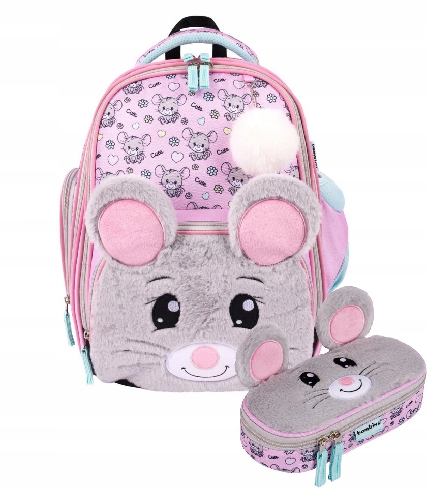 Bambino Plecak +piórnik Tornister Lekki Mouse Myszka Pluszowy klasa 1-3