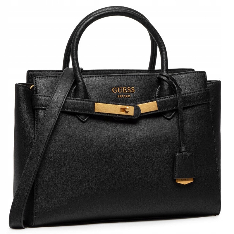 

Guess - Czarna torebka z brelokiem Enisa