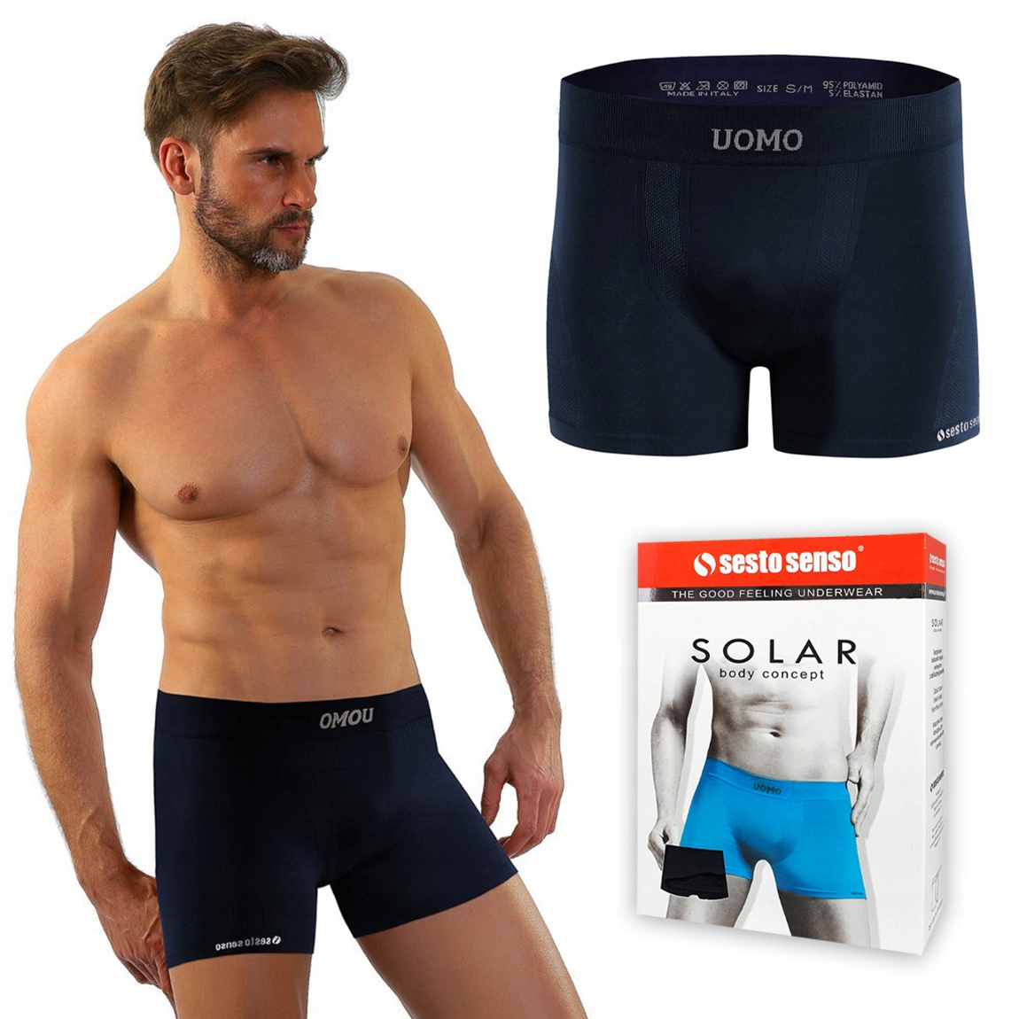 

Bokserki męskie bezszwowe Sesto Senso Solar L/XL