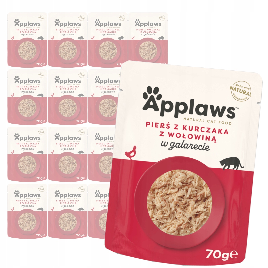 Levně Applaws Cat Mokré Krmivo Pro Kočky 16x70 g Kuřecí prsa s hovězím masem Želé