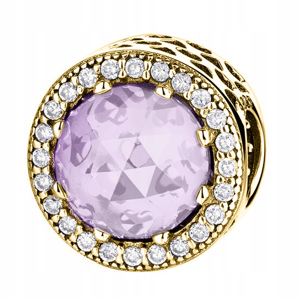 

Charms złoty Różowy Kamień Cyrkonia srebro 925